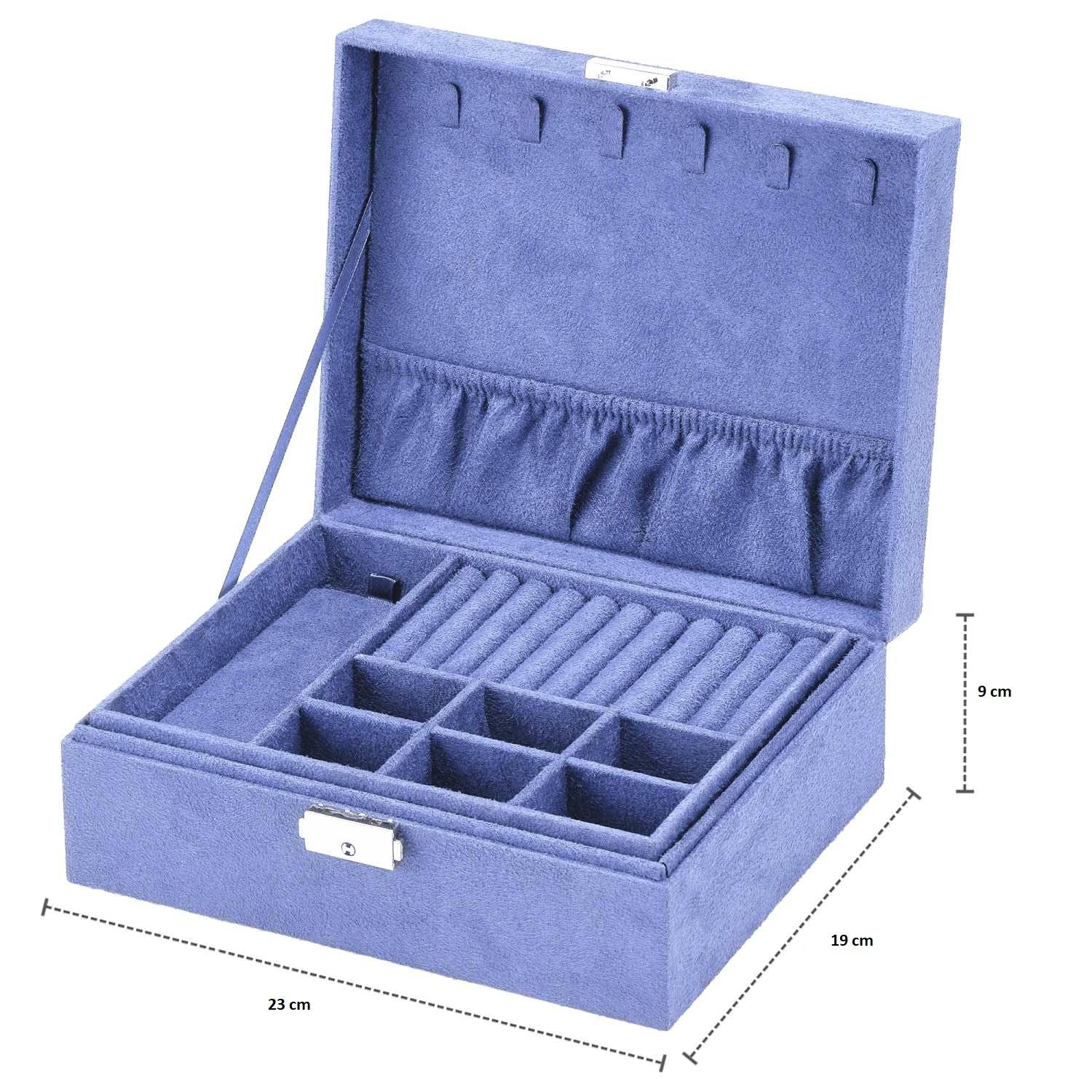 Intirilife hochwertige Juwelenbox Schmuckschatulle Accessoirekästchen in Lila - Zum Aufbewahren von Ringen Ketten Uhren Ohrringen und Armbändern