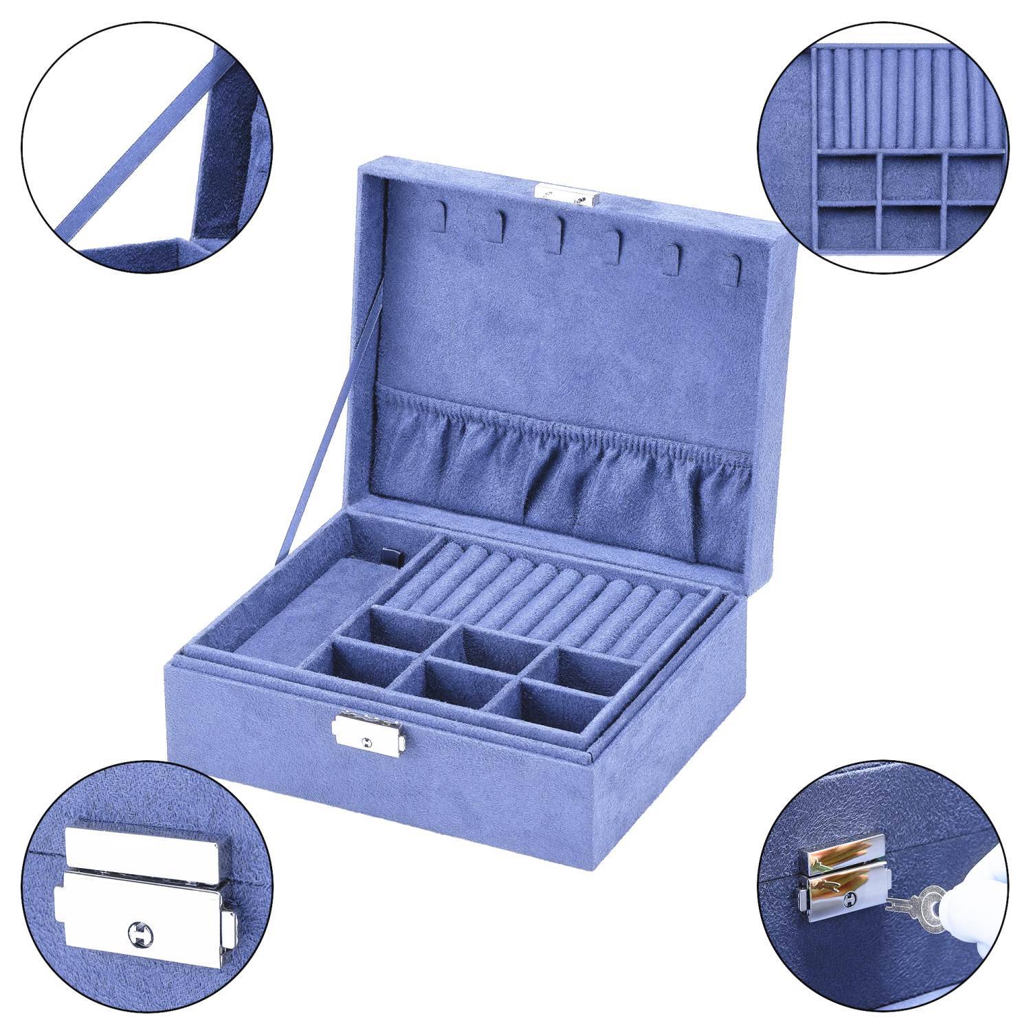 Intirilife hochwertige Juwelenbox Schmuckschatulle Accessoirekästchen in Lila - Zum Aufbewahren von Ringen Ketten Uhren Ohrringen und Armbändern