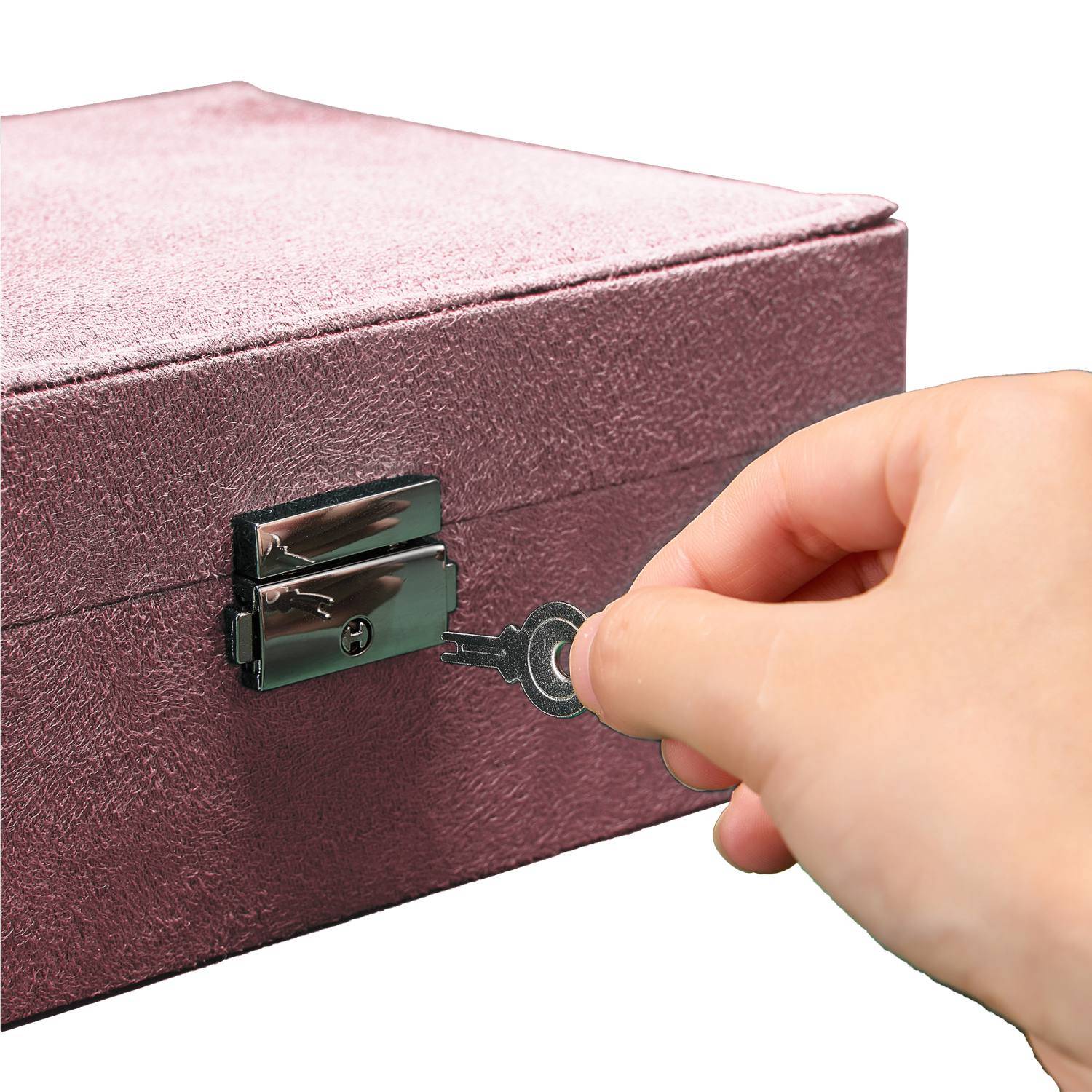 Intirilife hochwertige Juwelenbox Schmuckschatulle Accessoirekästchen in Rosa - Zum Aufbewahren von Ringen Ketten Uhren Ohrringen und Armbändern