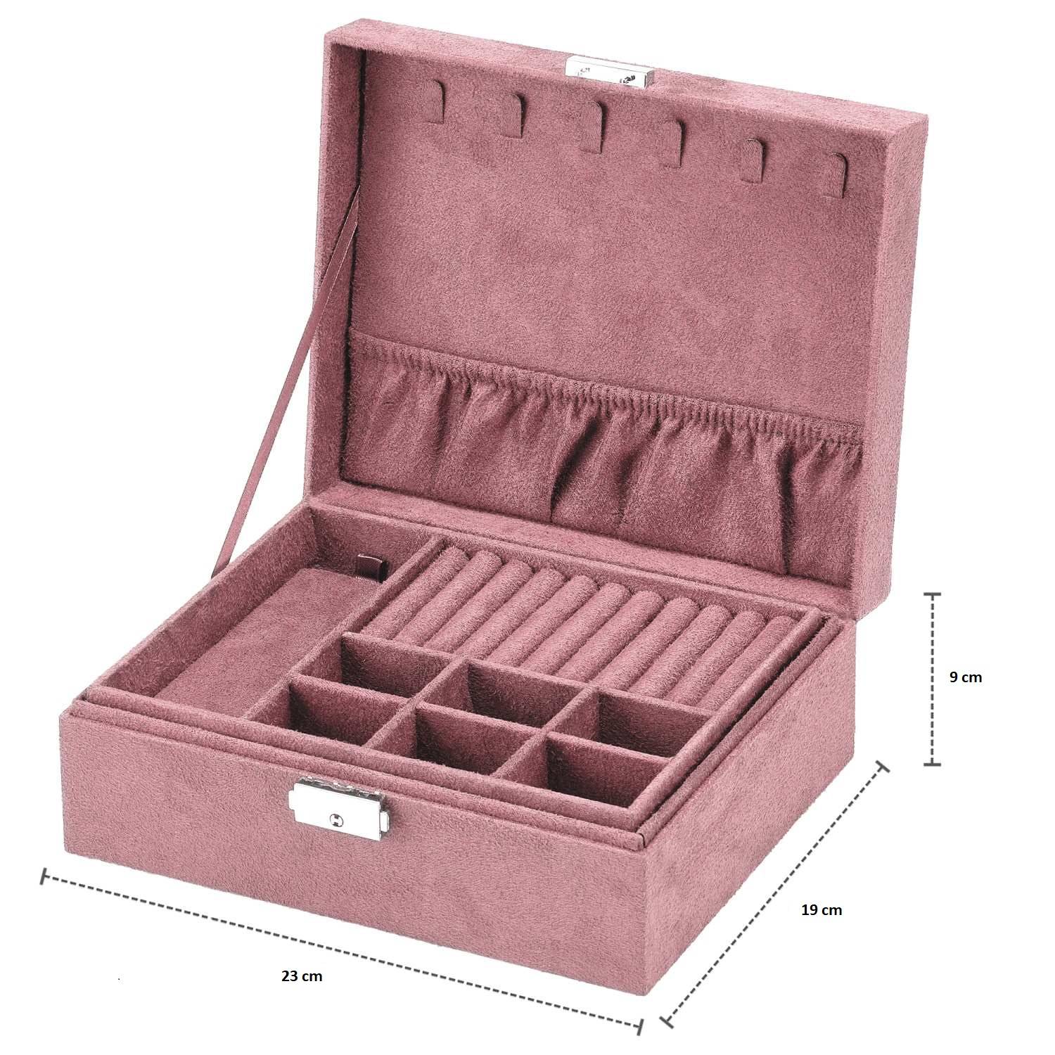 Intirilife hochwertige Juwelenbox Schmuckschatulle Accessoirekästchen in Rosa - Zum Aufbewahren von Ringen Ketten Uhren Ohrringen und Armbändern