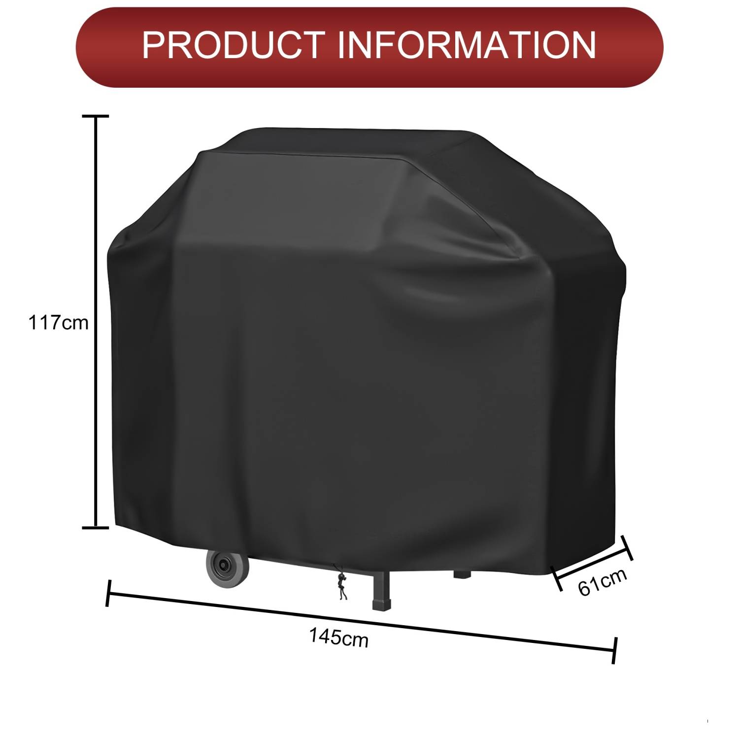 Intirilife Grillabdeckung - 147 x 61 x 117 cm - BBQ Abdeckung, Grill Cover, wasserdicht