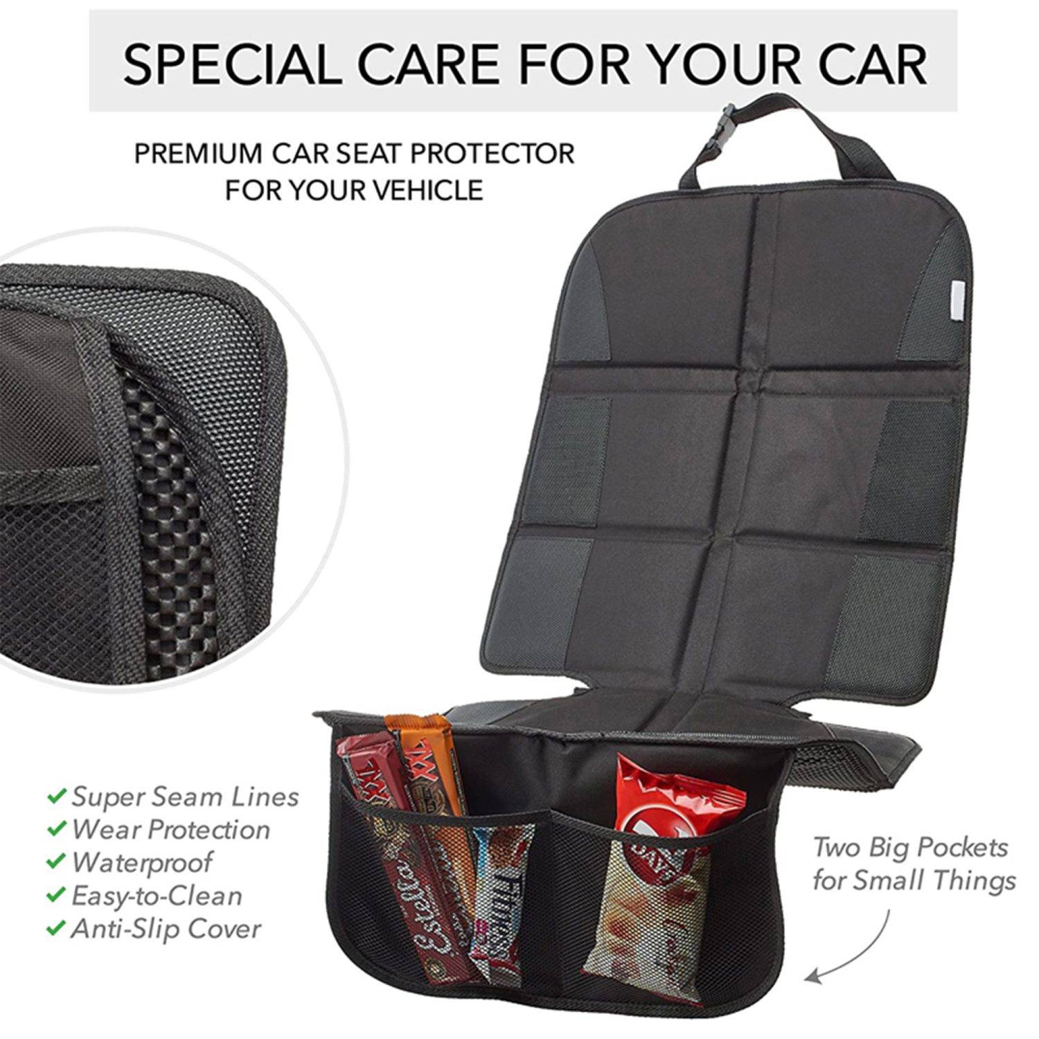 Intirilife flexible Kindersitzauflage Rücksitzschutzmatte in schwarz zum Schutz vor Schmutz und Gebrauchsspuren