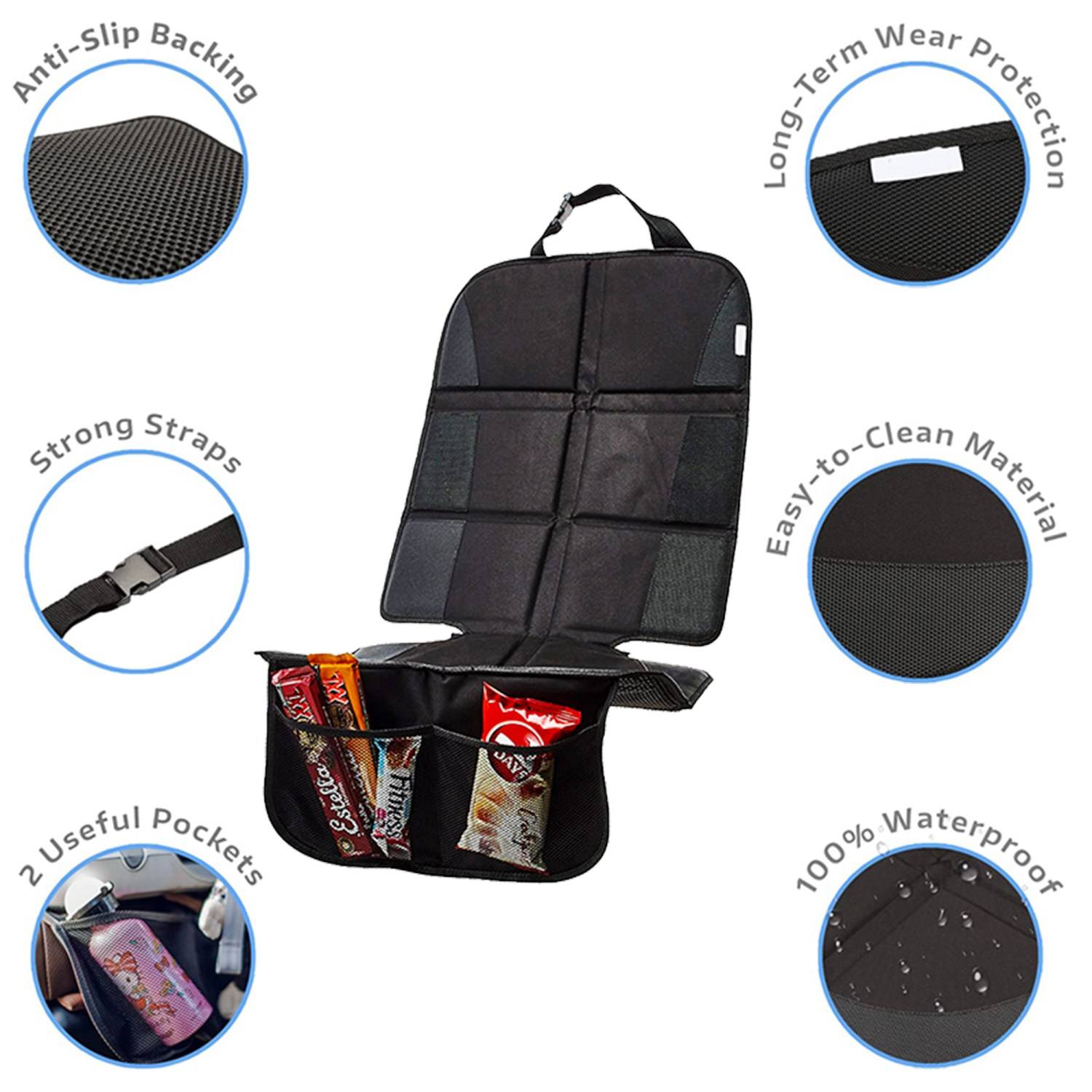 Intirilife flexible Kindersitzauflage Rücksitzschutzmatte in schwarz zum Schutz vor Schmutz und Gebrauchsspuren