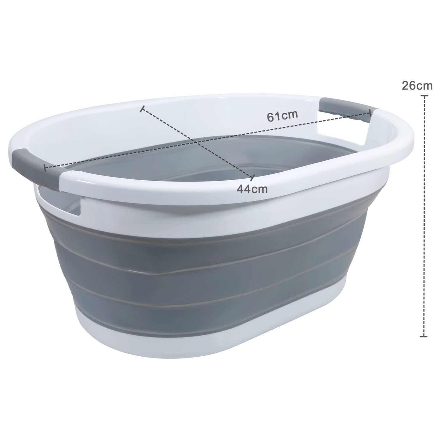 Intirilife faltbarer Wäschekorb aus Kunststoff und Silikon - 61.5 x 44 x 27 cm - platzsparend mit Griffen - 36L