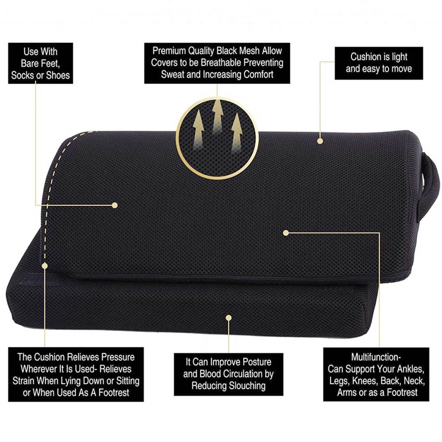 Intirilife Fußablage mit Memory Schaum - Höhenverstellbare multifunktionale ergonomische Fußstütze