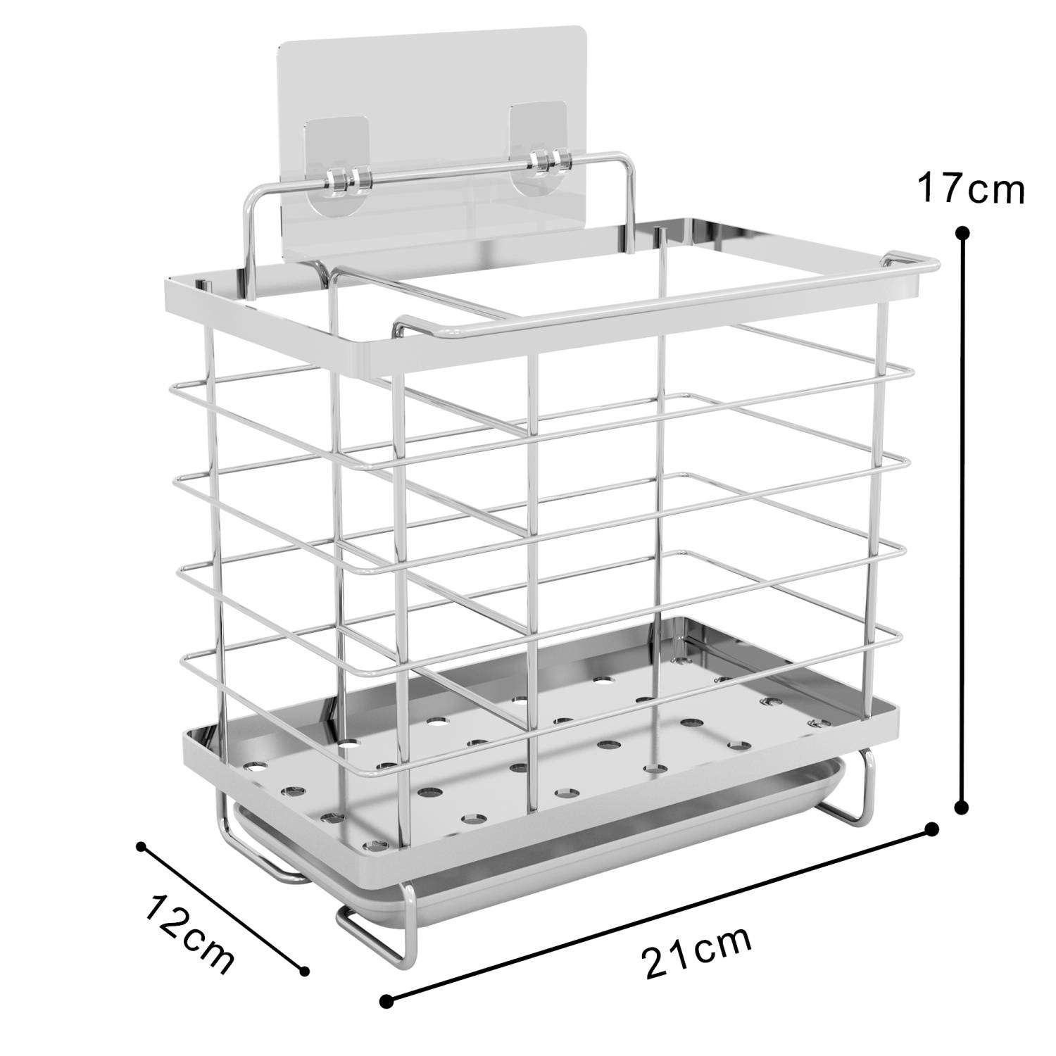 Intirilife praktische Spülenablage Reinigungskorb Badhalterung in Silber zum Aufbewahren und Organisieren von Putzmitteln und Küchenutensilien