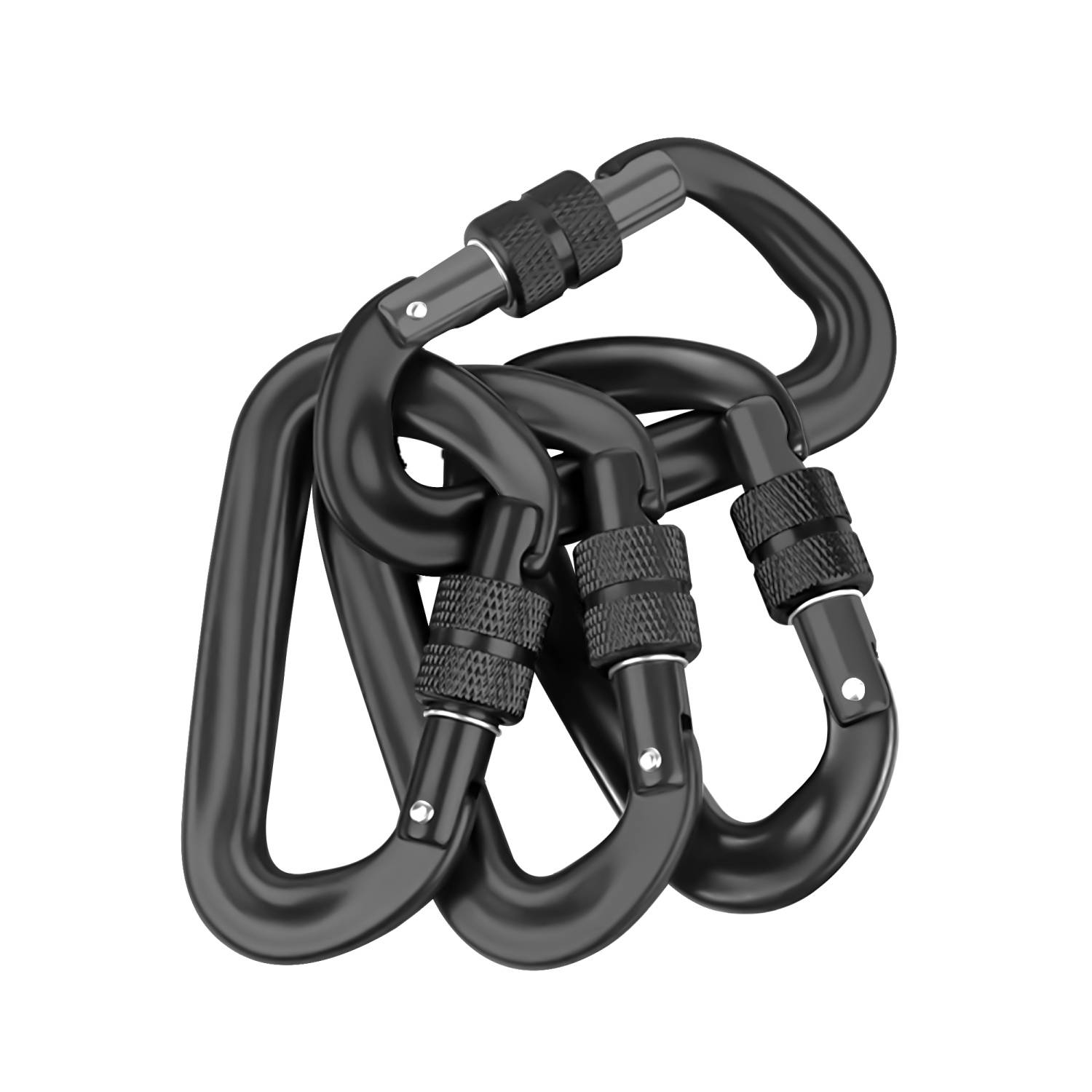 Intirilife 4er Set Schwerlast Karabiner in schwarz für Outdoorsport und Freizeitaktivitäten