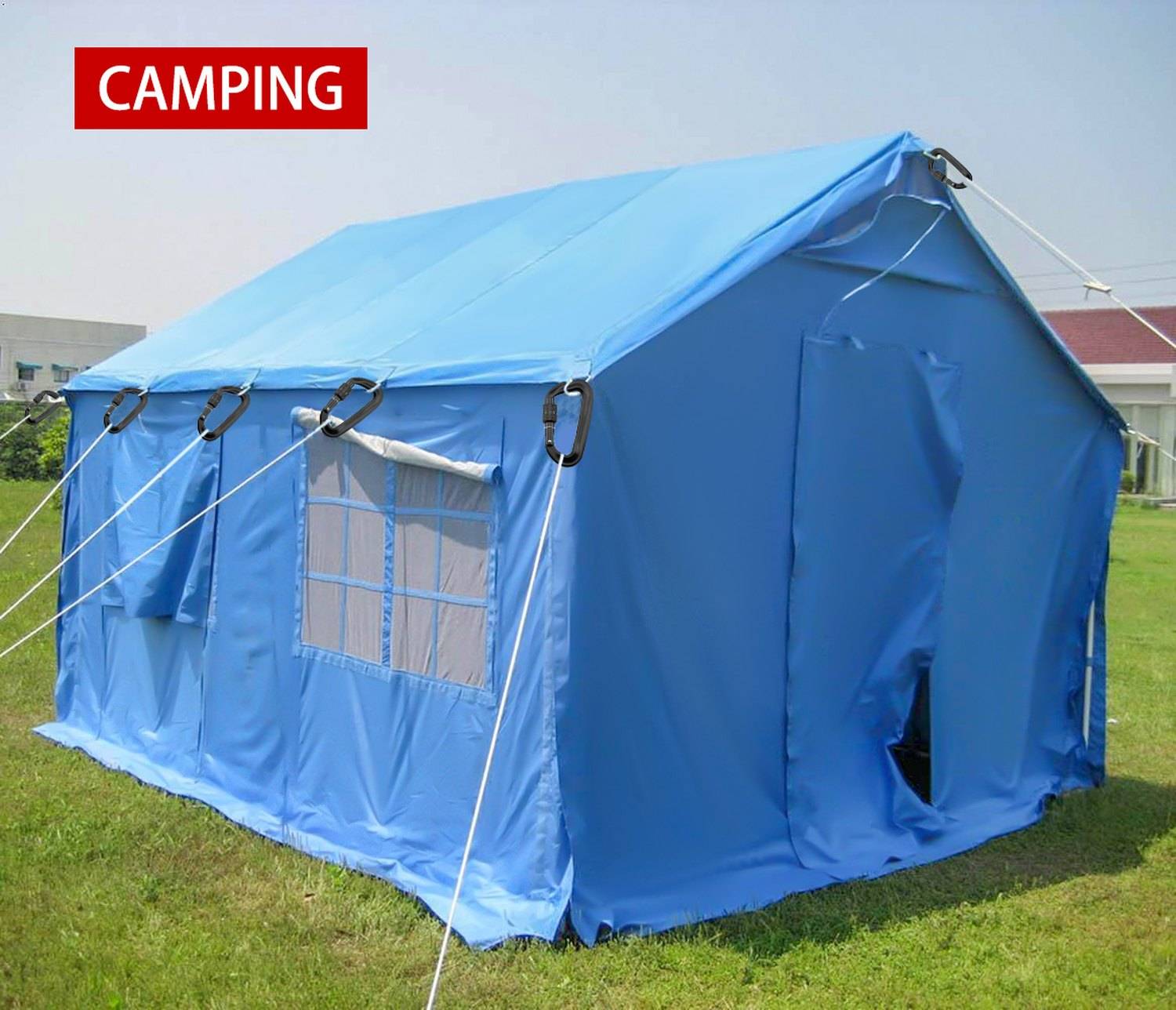 Intirilife 4er Set Schwerlast Karabiner in schwarz für Outdoorsport und Freizeitaktivitäten