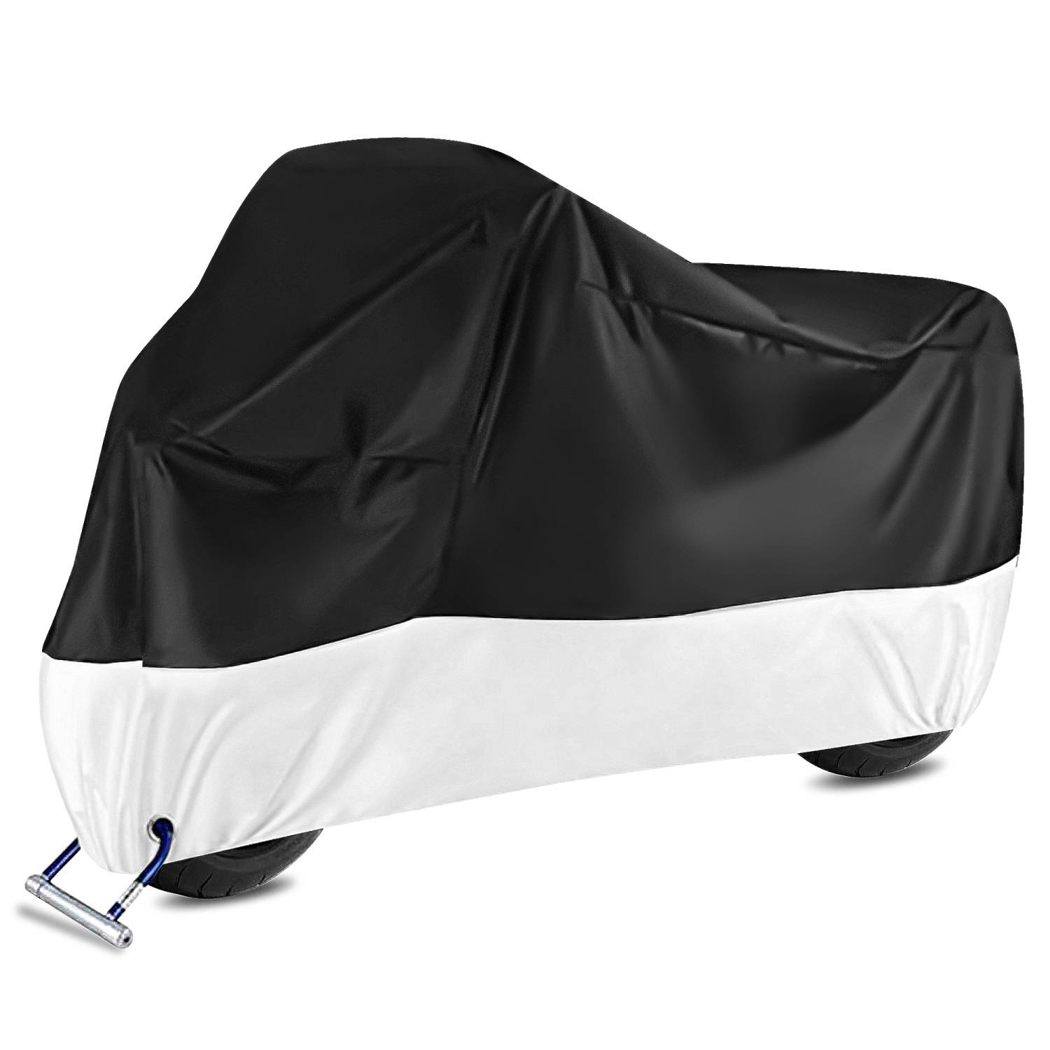 Intirilife XXL Outdoor Motorradabdeckung Abdeckplane in Silber - Schwarz - Größe 245 x 105 x 125 cm - Zum Schutz für Zweiradvehikel bei jeder Wette