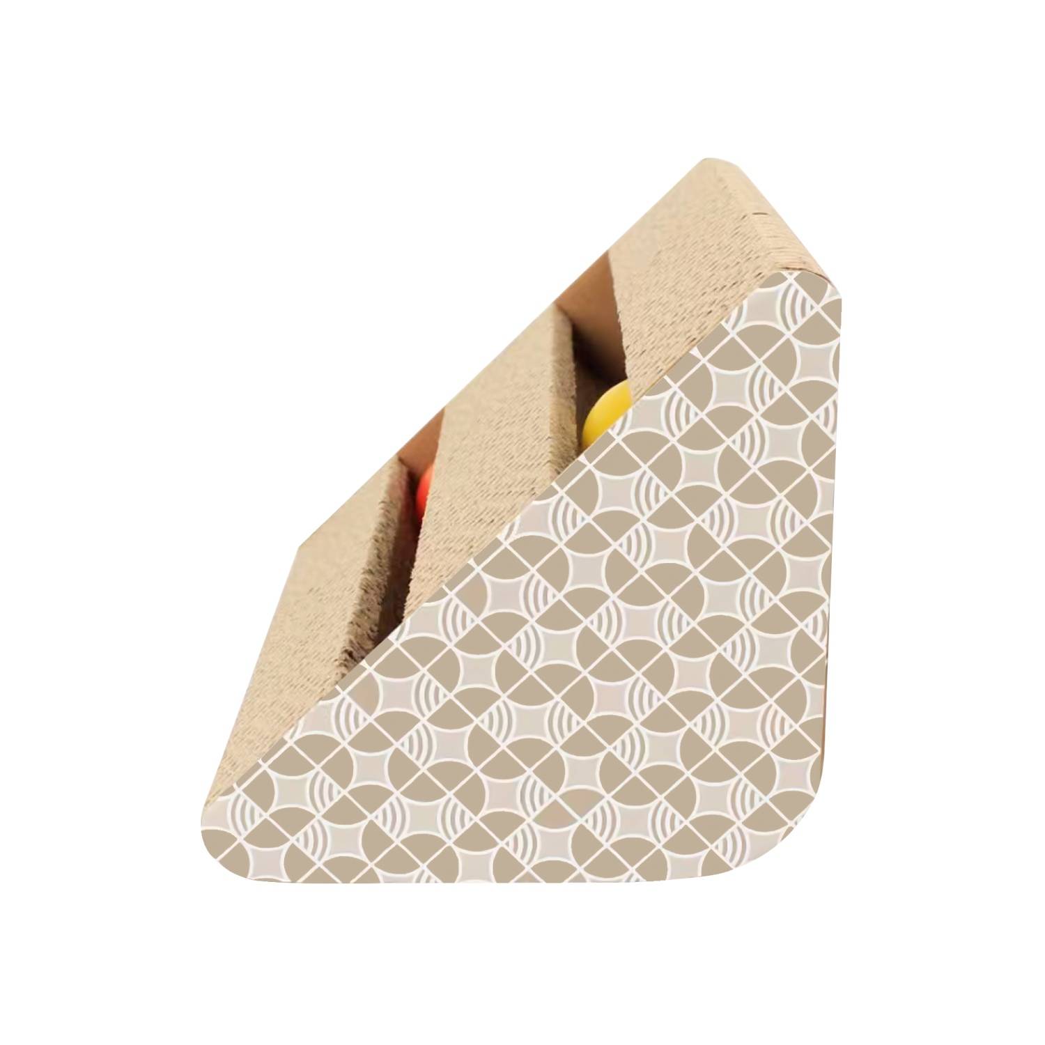 Intirilife Interaktives Katzenkratzbrett Katzenspielzeug aus brauner Wellpappe mit 27.5 x 23.5 x 17.5 cm Größe - Zur spielerischen Beschäftigung Ih