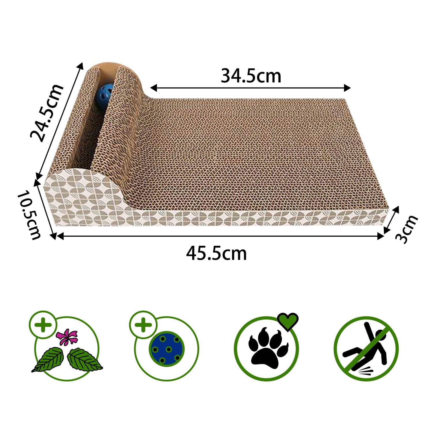 Intirilife Interaktives Katzenkratzbrett Katzenspielzeug aus brauner Wellpappe mit 45.5 x 24.5 x 10.5 cm Größe - Zur spielerischen Beschäftigung Ih