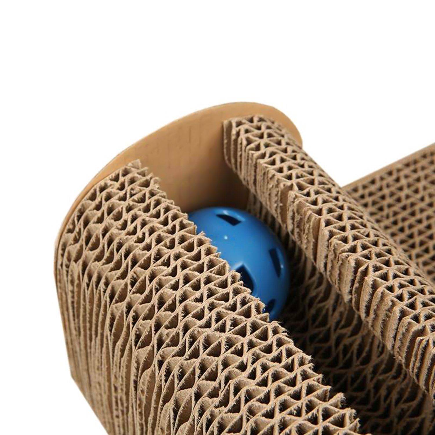 Intirilife Interaktives Katzenkratzbrett Katzenspielzeug aus brauner Wellpappe mit 45.5 x 24.5 x 10.5 cm Größe - Zur spielerischen Beschäftigung Ih