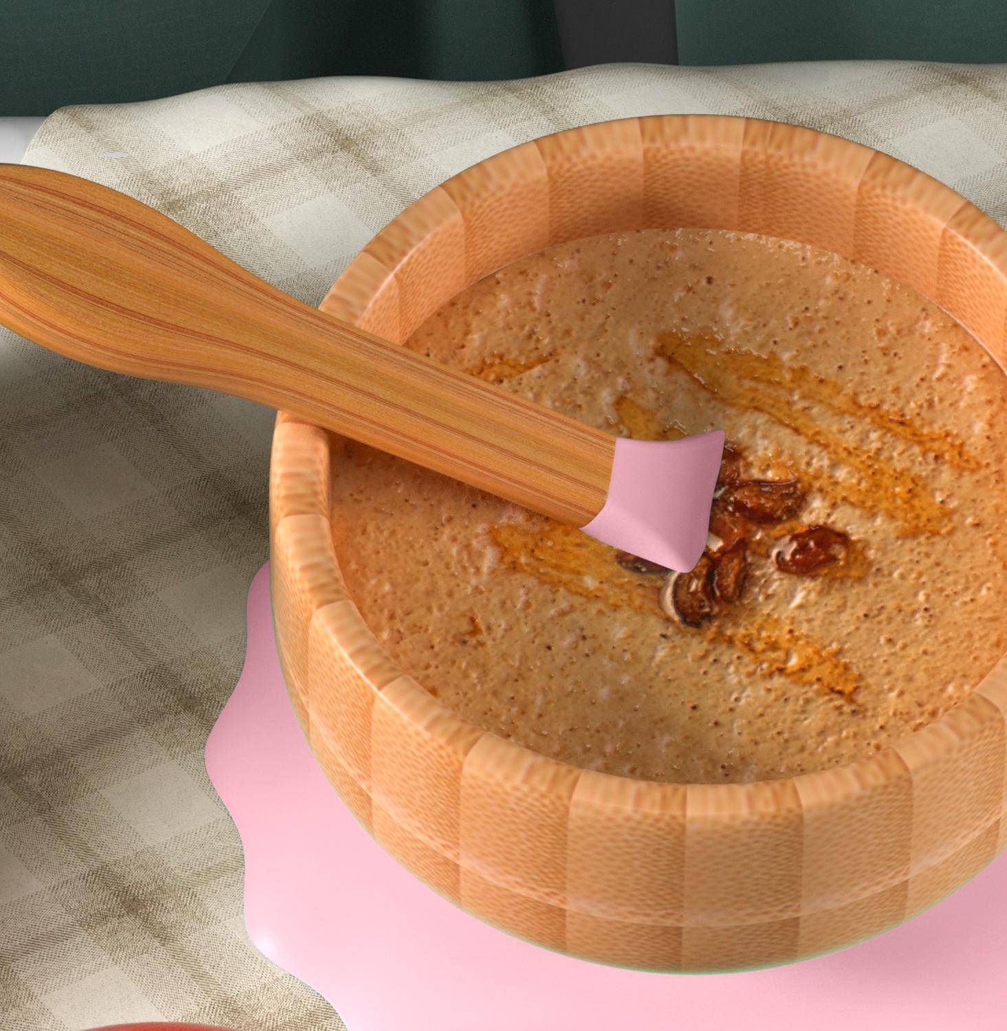 Intirilife Baby Bambusschalen-Set Bambusschüssel mit Saugnapf und Löffel in Rosa - Zum Essen und Füttern von Babys und Kleinkindern