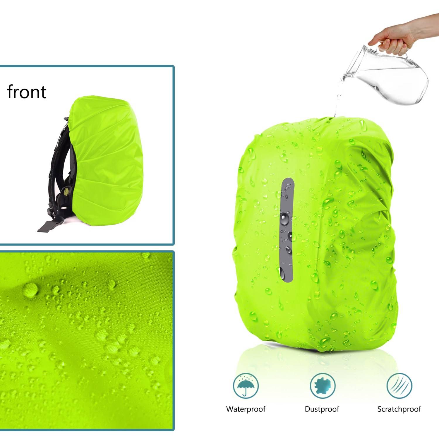 Intirilife Wasserfester Regenschutz Regenhülle für Rucksäcke mit bis zu 55L Volumen in Gelb - Sicherer Schutz vor Regen und Nässe rund um die Uhr