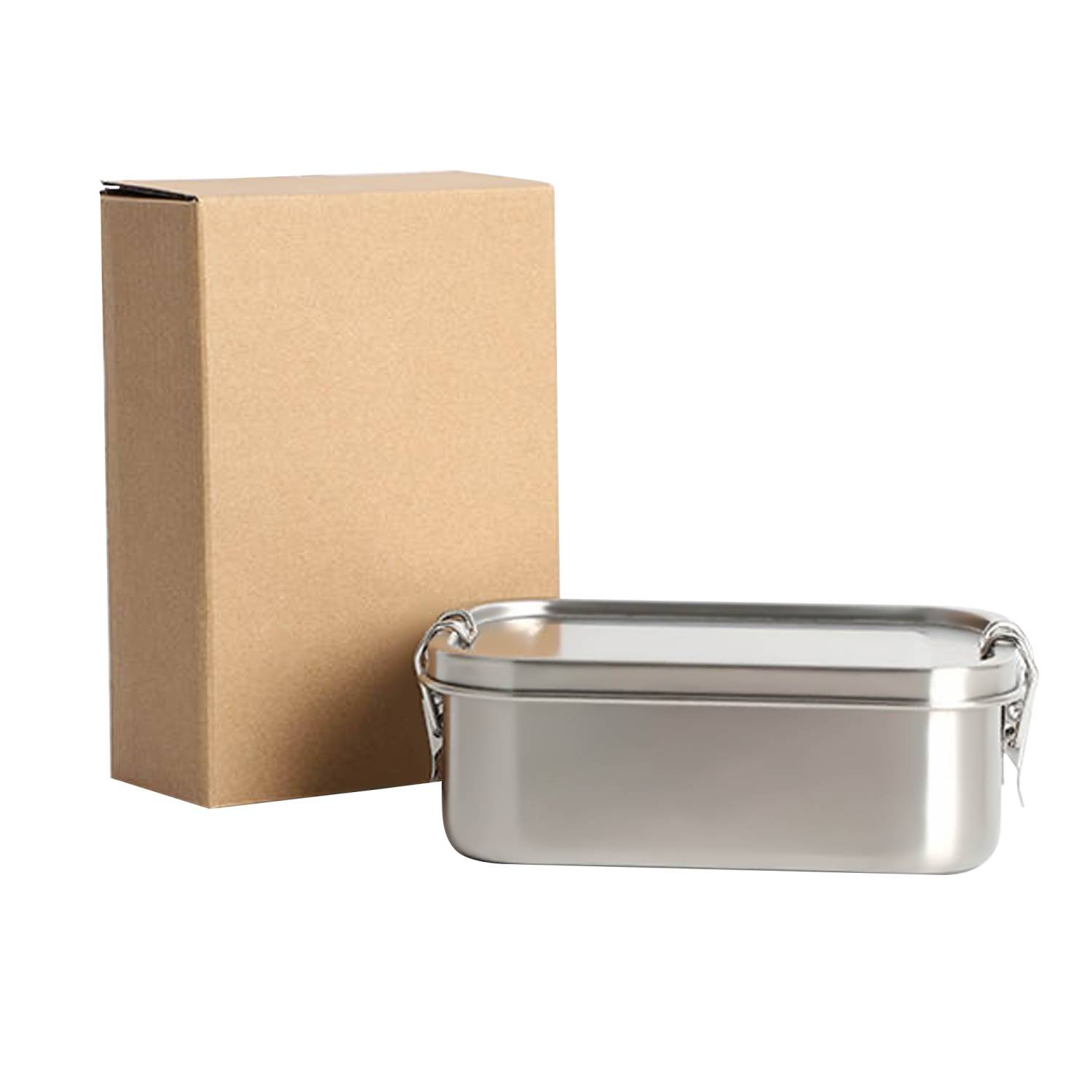 Intirilife Tragbare Edelstahl Lunchbox Aufbewahrungsbox in Silber mit 800ml Füllmenge - Zum Transportieren von Essen Snacks und mehr