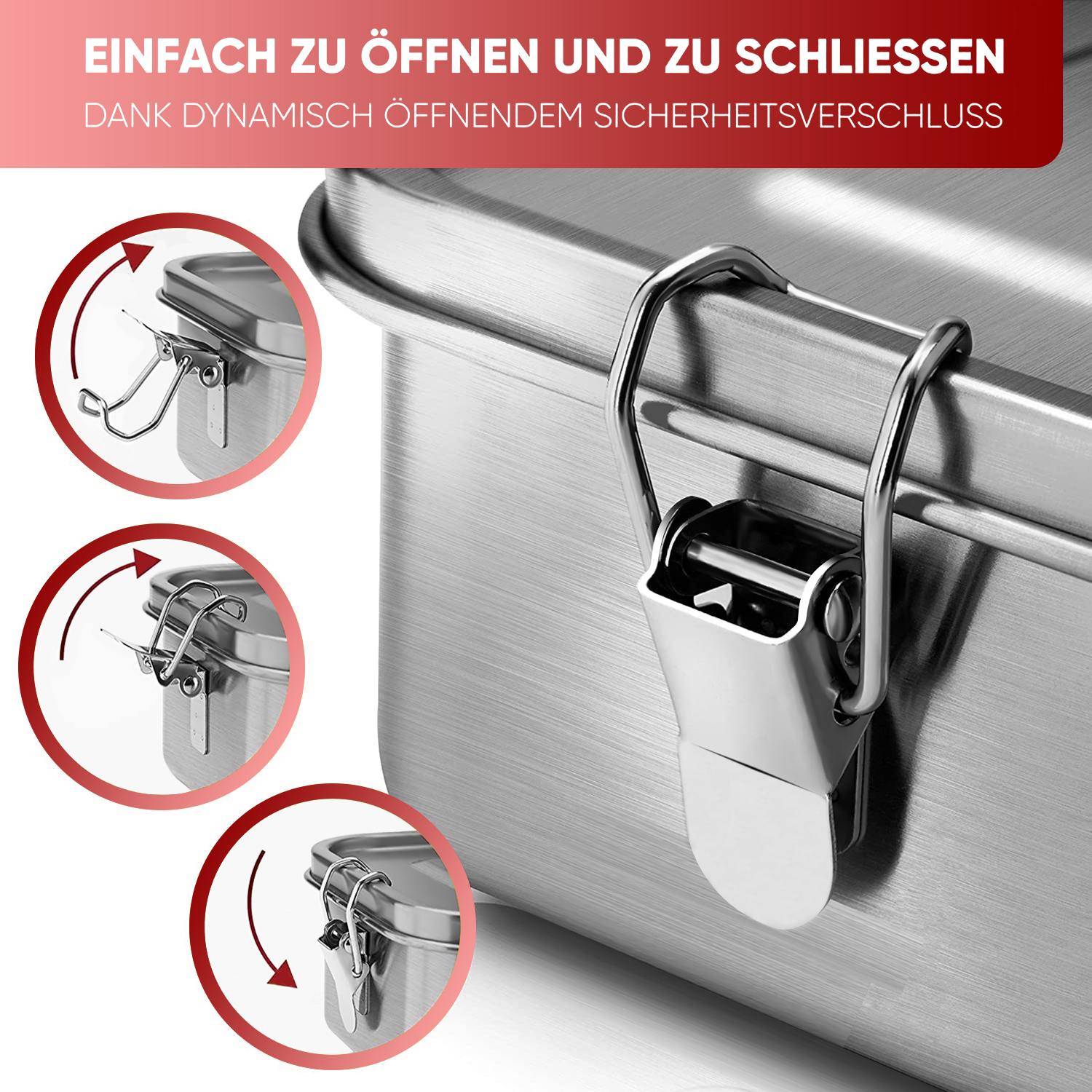 Intirilife Tragbare Edelstahl Lunchbox Aufbewahrungsbox in Silber mit 800ml Füllmenge - Zum Transportieren von Essen Snacks und mehr