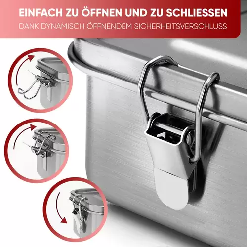 Intirilife Tragbare Edelstahl Lunchbox Aufbewahrungsbox in Silber mit 800ml Füllmenge - Zum Transportieren von Essen Snacks und mehr Intirilife Tragbare Edelstahl Lunchbox Aufbewahrungsbox in Silber mit 800ml Füllmenge - Zum Transportieren von Essen Snacks und mehr