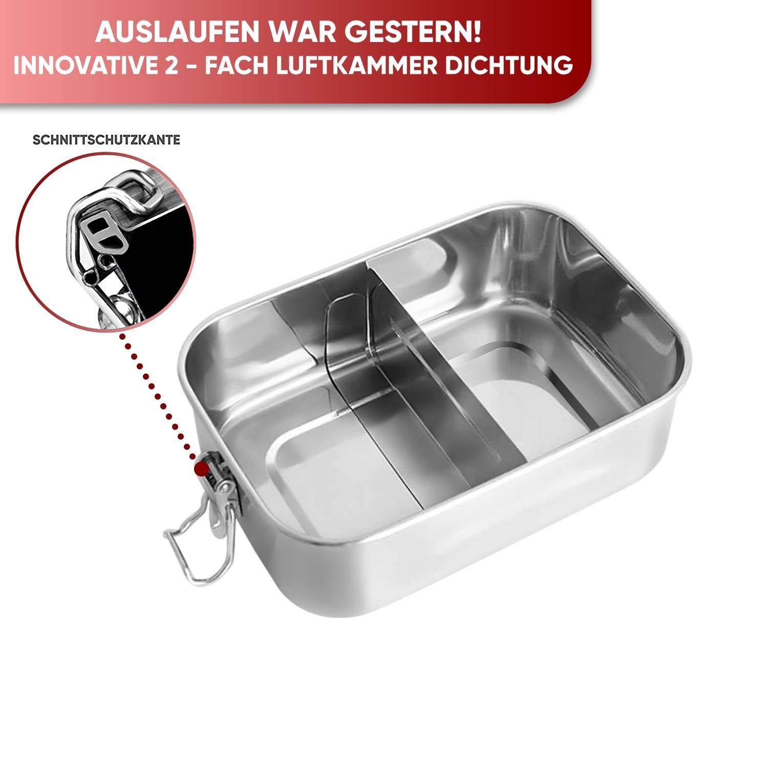 Intirilife Tragbare Edelstahl Lunchbox Aufbewahrungsbox in Silber mit 800ml Füllmenge - Zum Transportieren von Essen Snacks und mehr