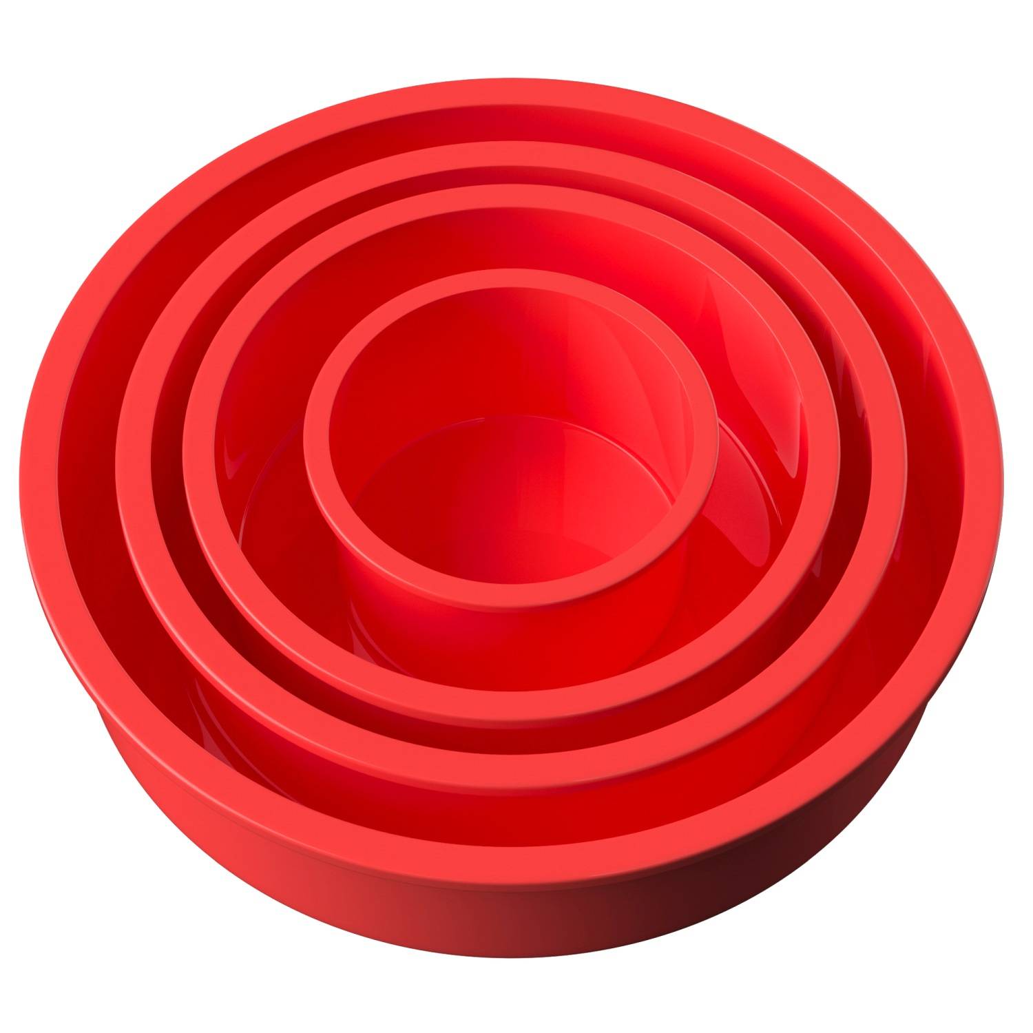 Intirilife 4-teiliges Set Silikon Kuchenbackformen in Rot - 10 cm, 16.3 cm, 19.8 cm, 25 cm - Backform Kuchenform Zum Backen von Torten Kuchen