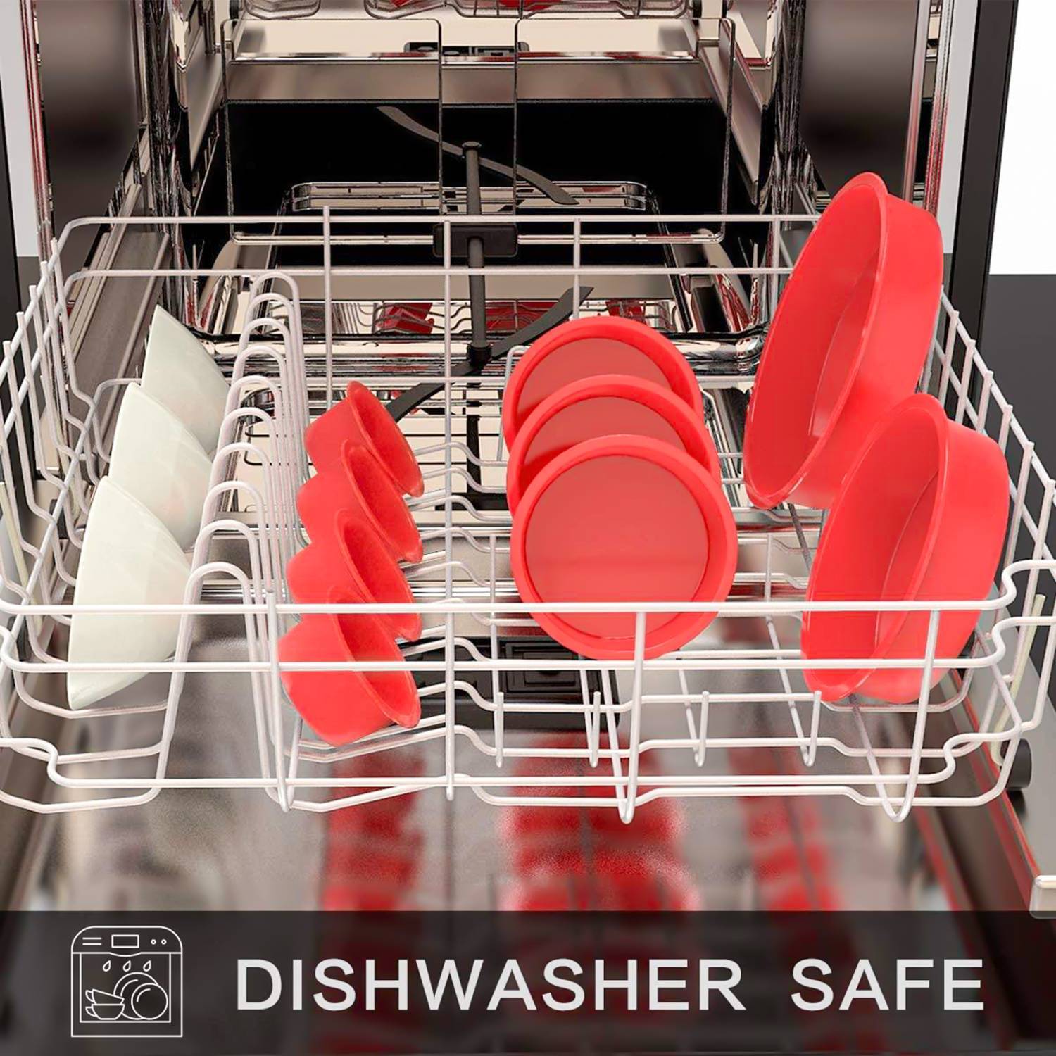 Intirilife 4-teiliges Set Silikon Kuchenbackformen in Rot - 10 cm, 16.3 cm, 19.8 cm, 25 cm - Backform Kuchenform Zum Backen von Torten Kuchen