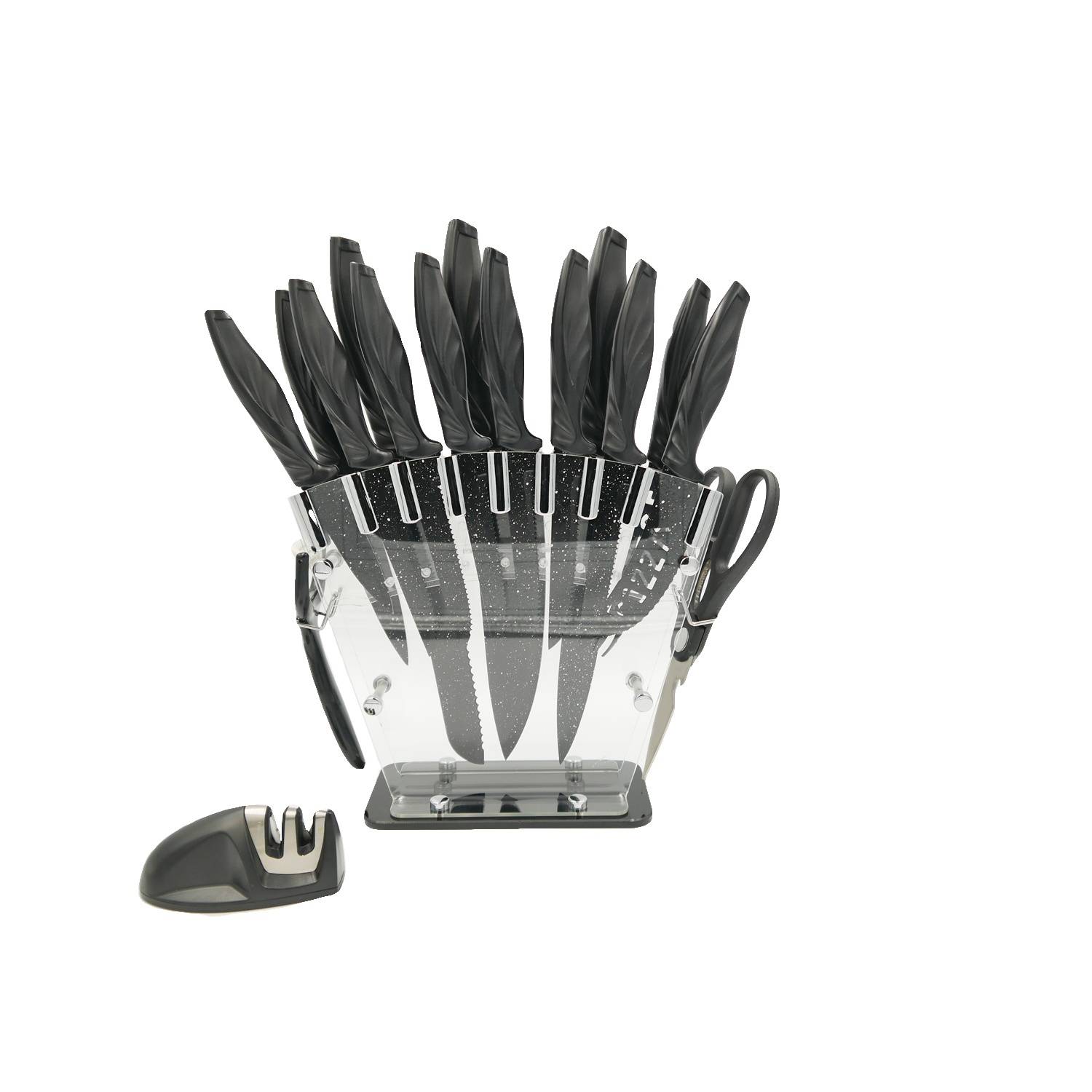 Intirilife 17-teiliges Set Küchenmesser mit Messerblock und Schärfer Sparschäler multifunktionale Schere und Messer - Zum Schneiden Schälen und au