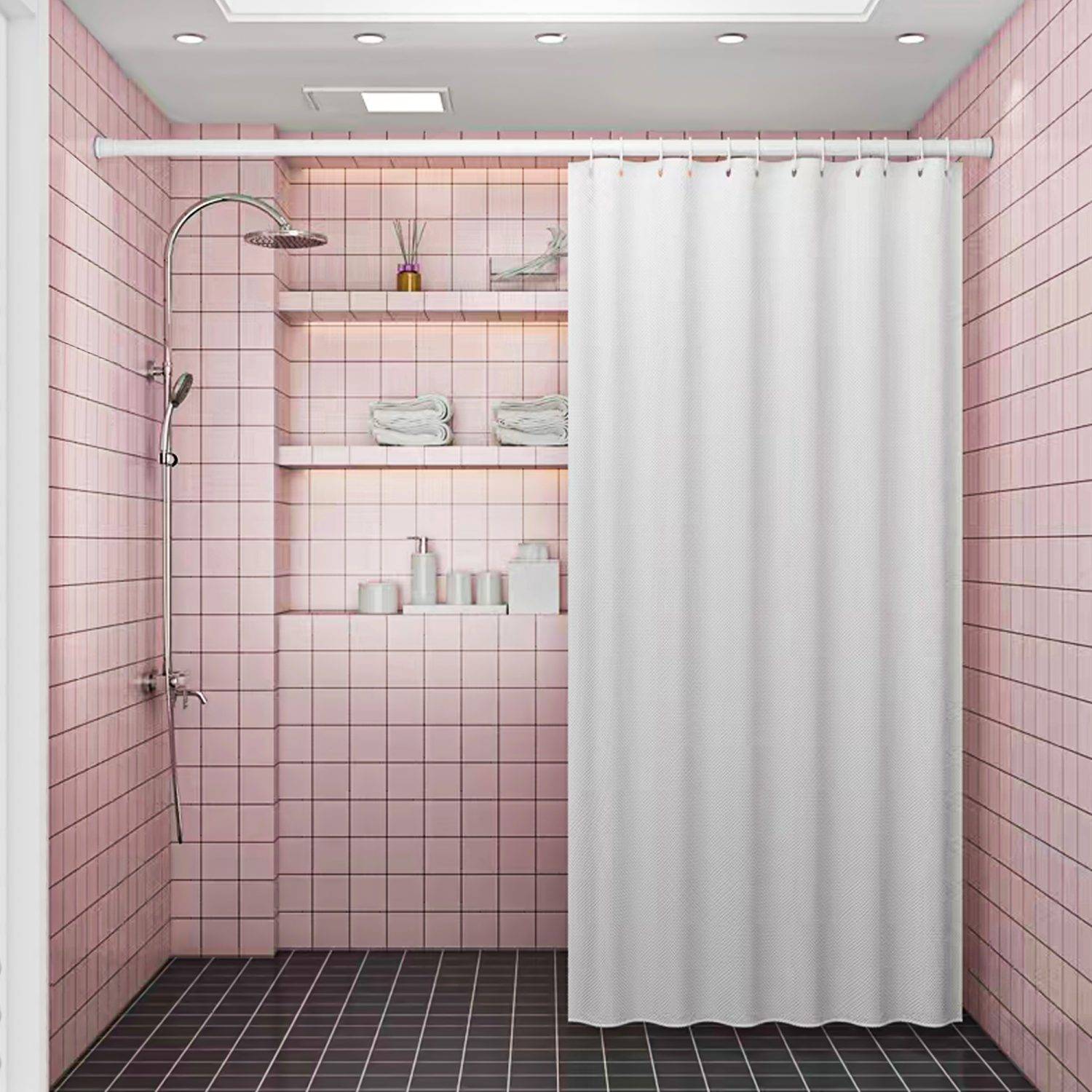 Intirilife Duschvorhang Polyester in Weiß - 180 x 200 cm - Duschvorhänge Ersatzvorhang