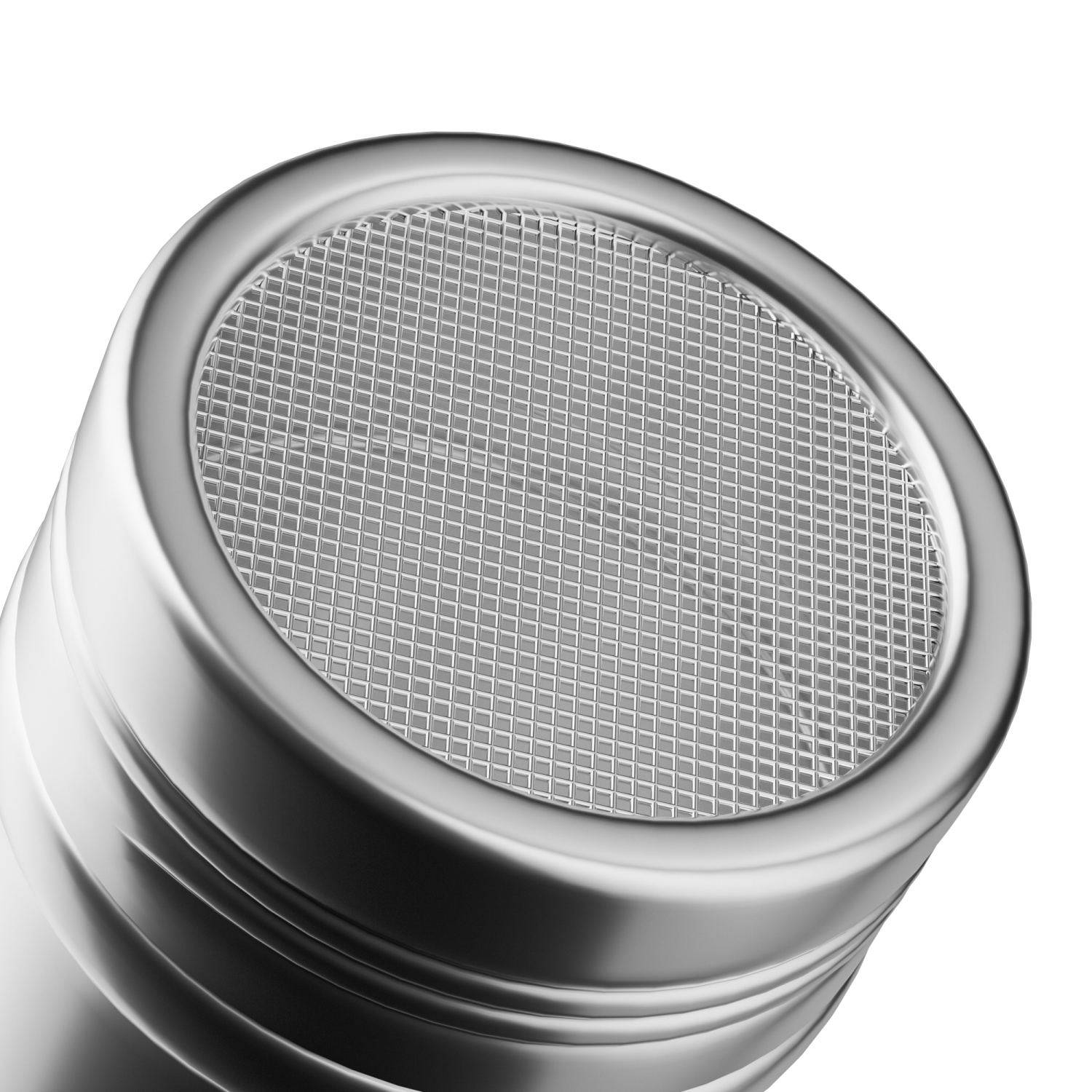 Intirilife 18-teiliges Set Puderstreuer 2 Pulverschüttler 16 verschiedenen Schablonen in Silber Weiß - Zum Dekorieren und Bestäuben Backset Kuchend