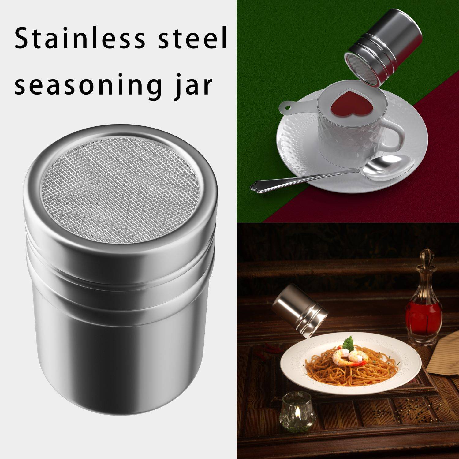 Intirilife 18-teiliges Set Puderstreuer 2 Pulverschüttler 16 verschiedenen Schablonen in Silber Weiß - Zum Dekorieren und Bestäuben Backset Kuchend