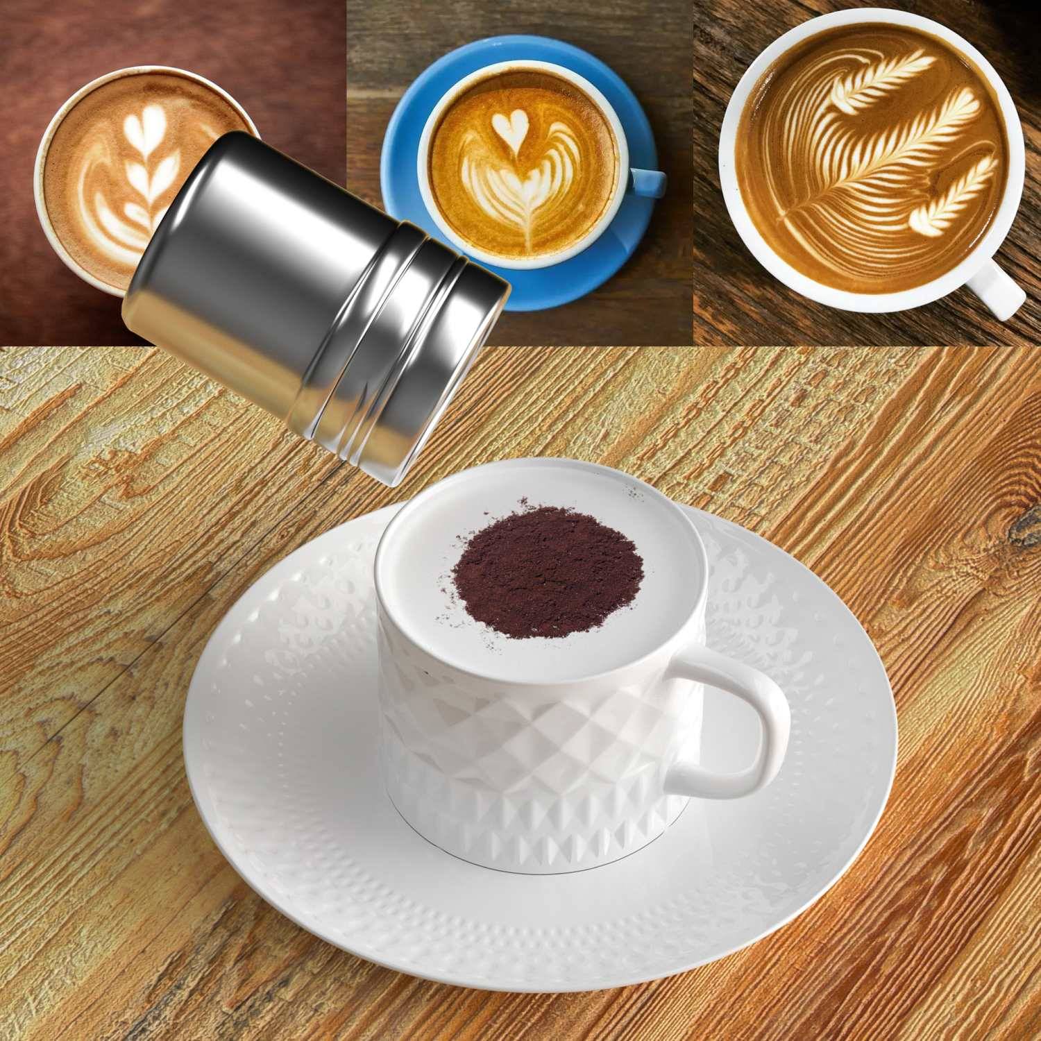 Intirilife 18-teiliges Set Puderstreuer 2 Pulverschüttler 16 verschiedenen Schablonen in Silber Weiß - Zum Dekorieren und Bestäuben Backset Kuchend