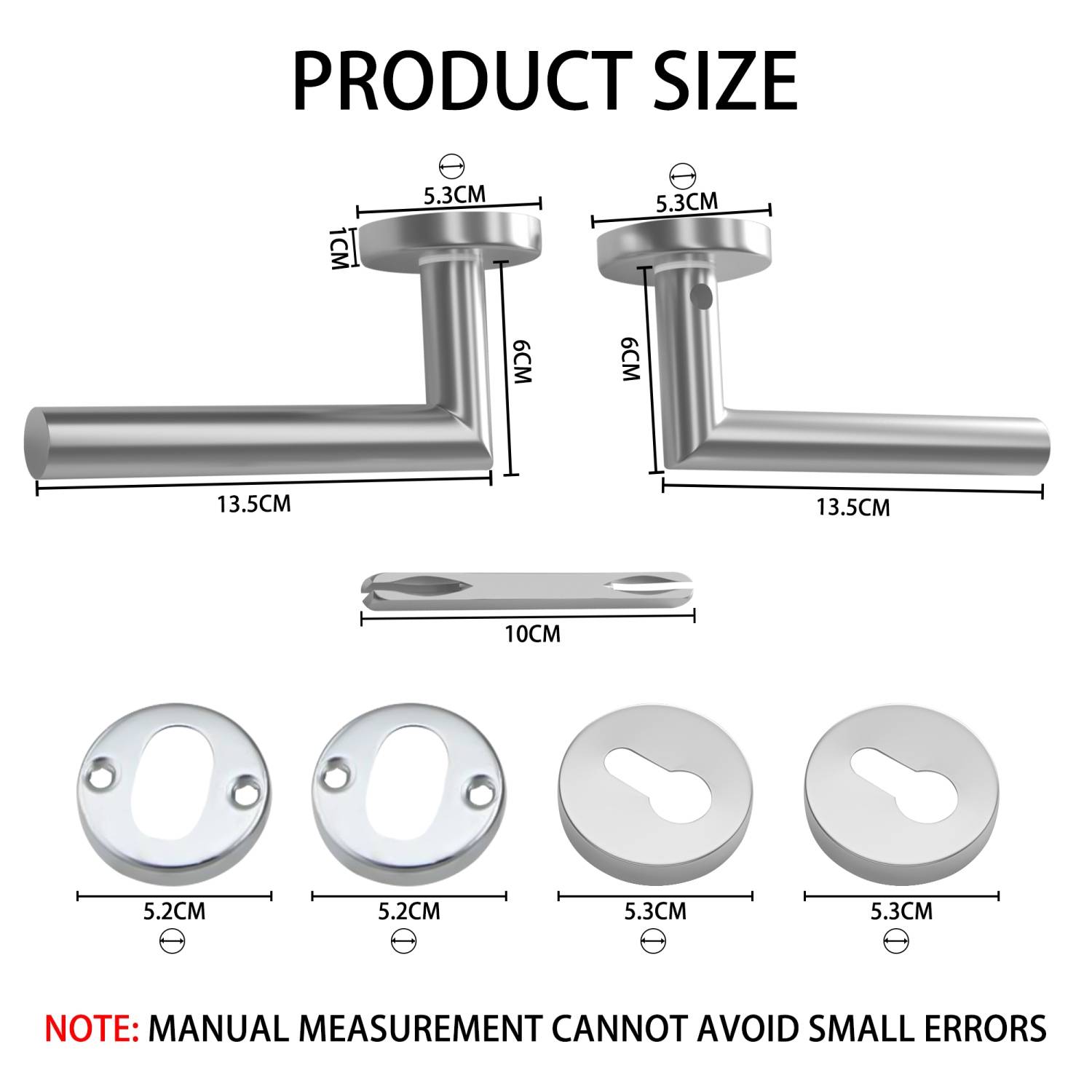 Intirilife Türklinken Set mit Schrauben - Beidseitiger Edelstahl Türgriff in Silber - Türdrücker Türklinke für jegliche Art von Innentüren und