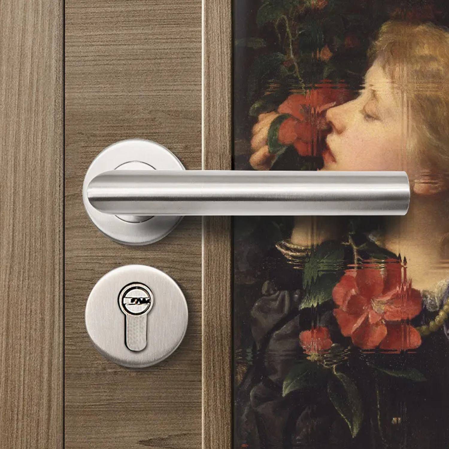 Intirilife Türklinken Set mit Schrauben - Beidseitiger Edelstahl Türgriff in Silber - Türdrücker Türklinke für jegliche Art von Innentüren und