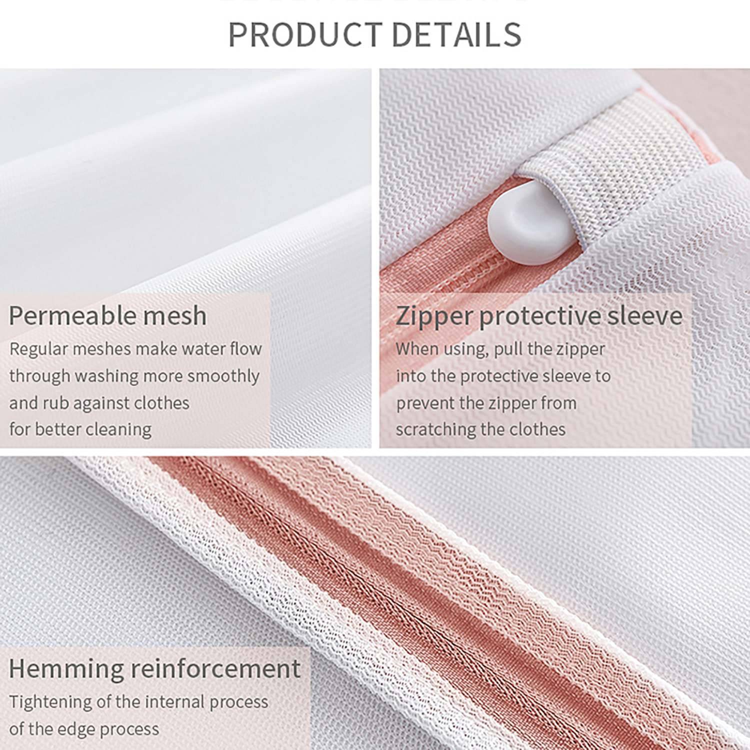 Intirilife 6-er Set Wäschenetze Wäschesäcke in verschiedenen Größen aus weißem Polyester für empfindliche Wäsche