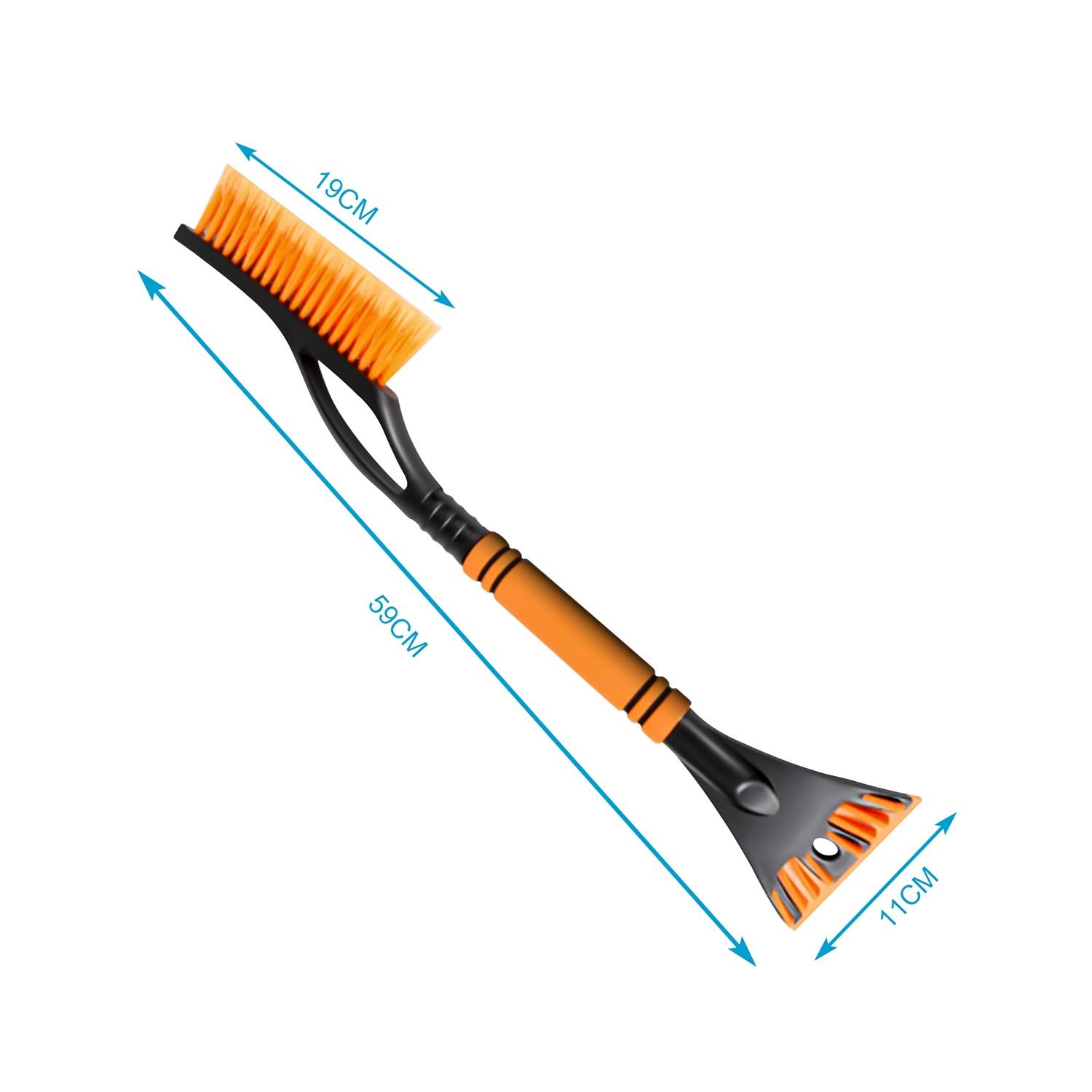 Intirilife Multifunkitonaler 2-in-1 Eiskratzer Schneebürste in Orange - Schwarz - Zum einfachen und schnellen Entfernen von Frost und Schnee