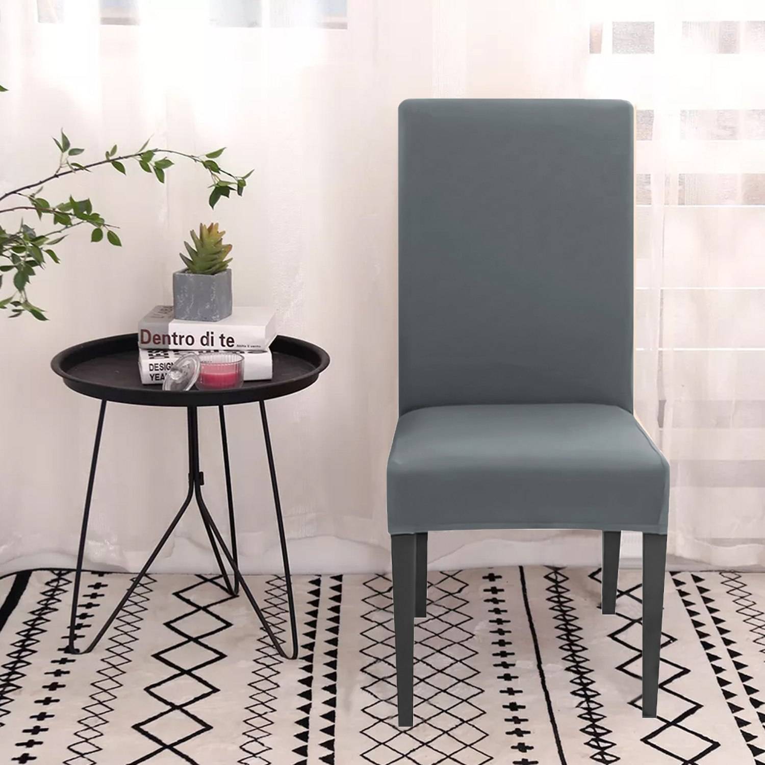 Intirilife 2x Elastischer Stuhlhusse Stuhlüberzug in GRAU mit 38 - 45 cm Sitzfläche und 45 - 65 cm Lehnenhöhe - Für Partys Hochzeiten Hotels oder