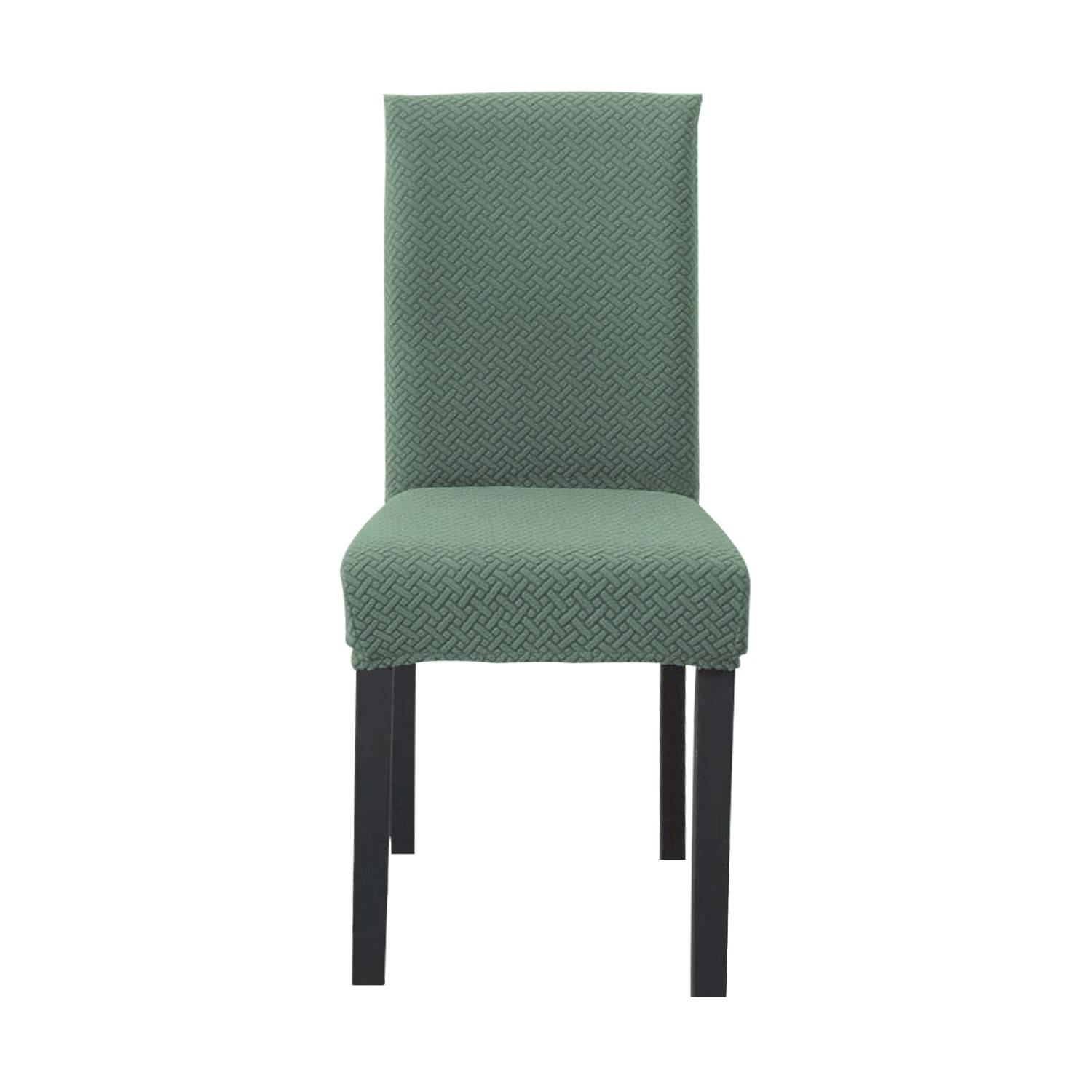 Intirilife 2x Elastischer Stuhlhusse Stuhlüberzug in GEMUSTERT HELL GRÜN mit 38 - 45 cm Sitzfläche und 45 - 65 cm Lehnenhöhe - Für Partys Hochzei