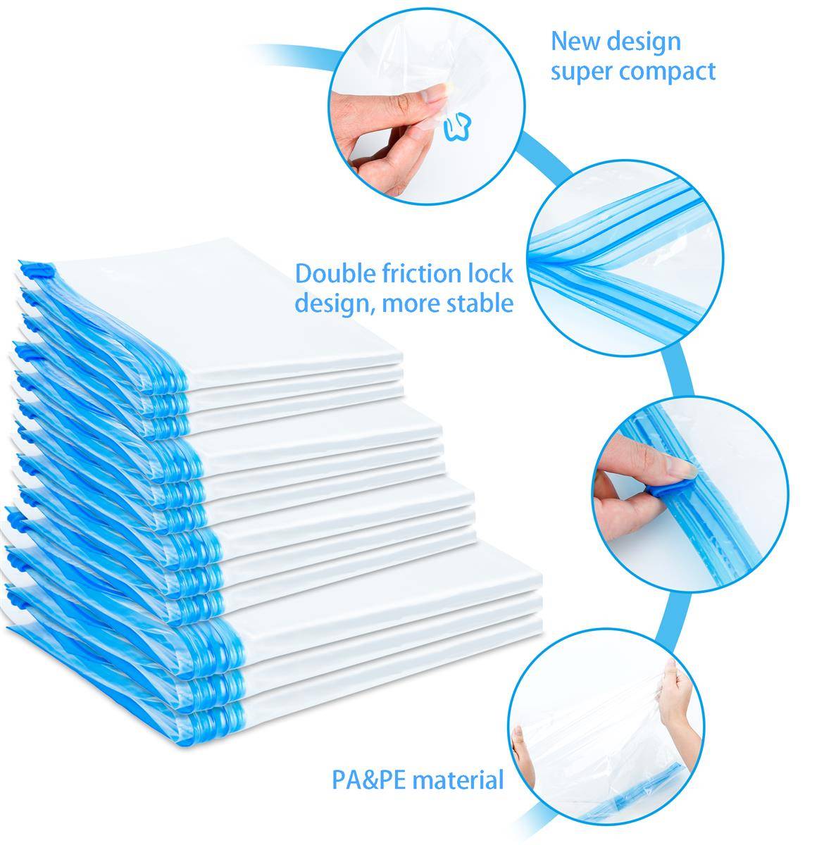 Intirilife 10x Vakuumbeutel in TRANSPARENT 35 x 50 – Vakuum Aufbewahrungsbeutel Kleiderbeutel zum Rollen per Hand geeignet für Kleidung, Bettwäsch
