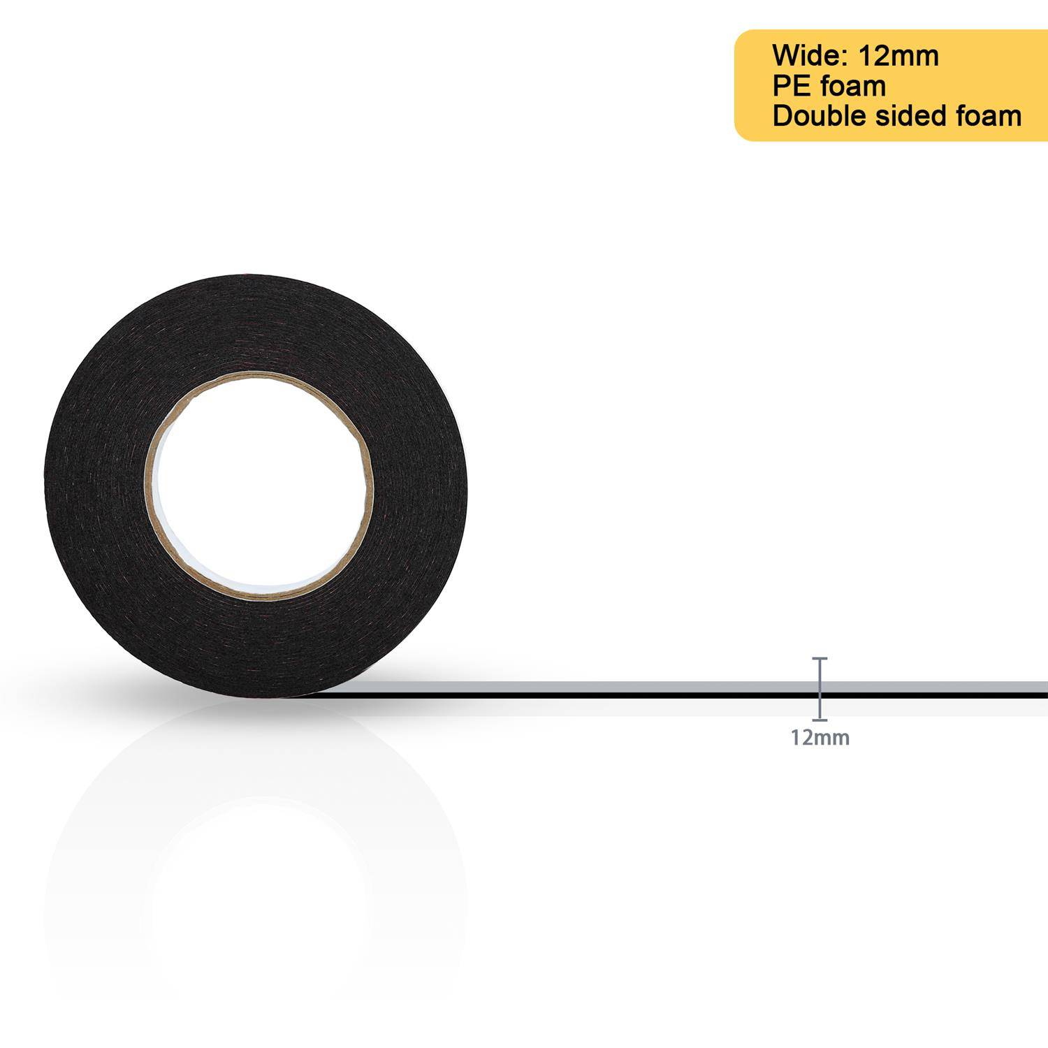 Intirilife Doppelseitiges Schaumklebeband Schwarz - Größe: 12mmx30m - Montageklebeband Hochleistungsklebeband Schwerlast Tape Extra stark