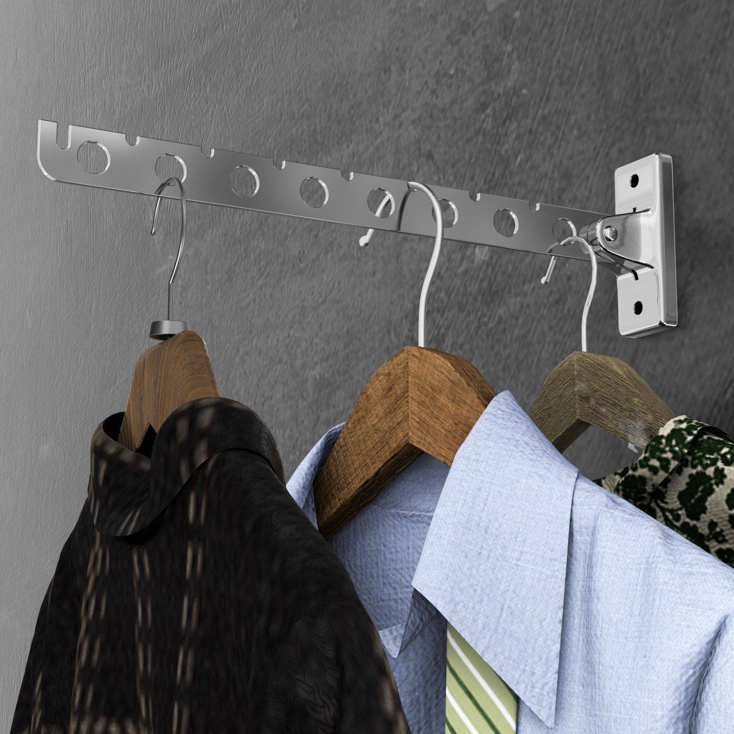 Intirilife 2x klappbare Edelstahl Kleiderstange Garderobenhaken Kleiderbügelhalter in Silber mit 30cm Länge