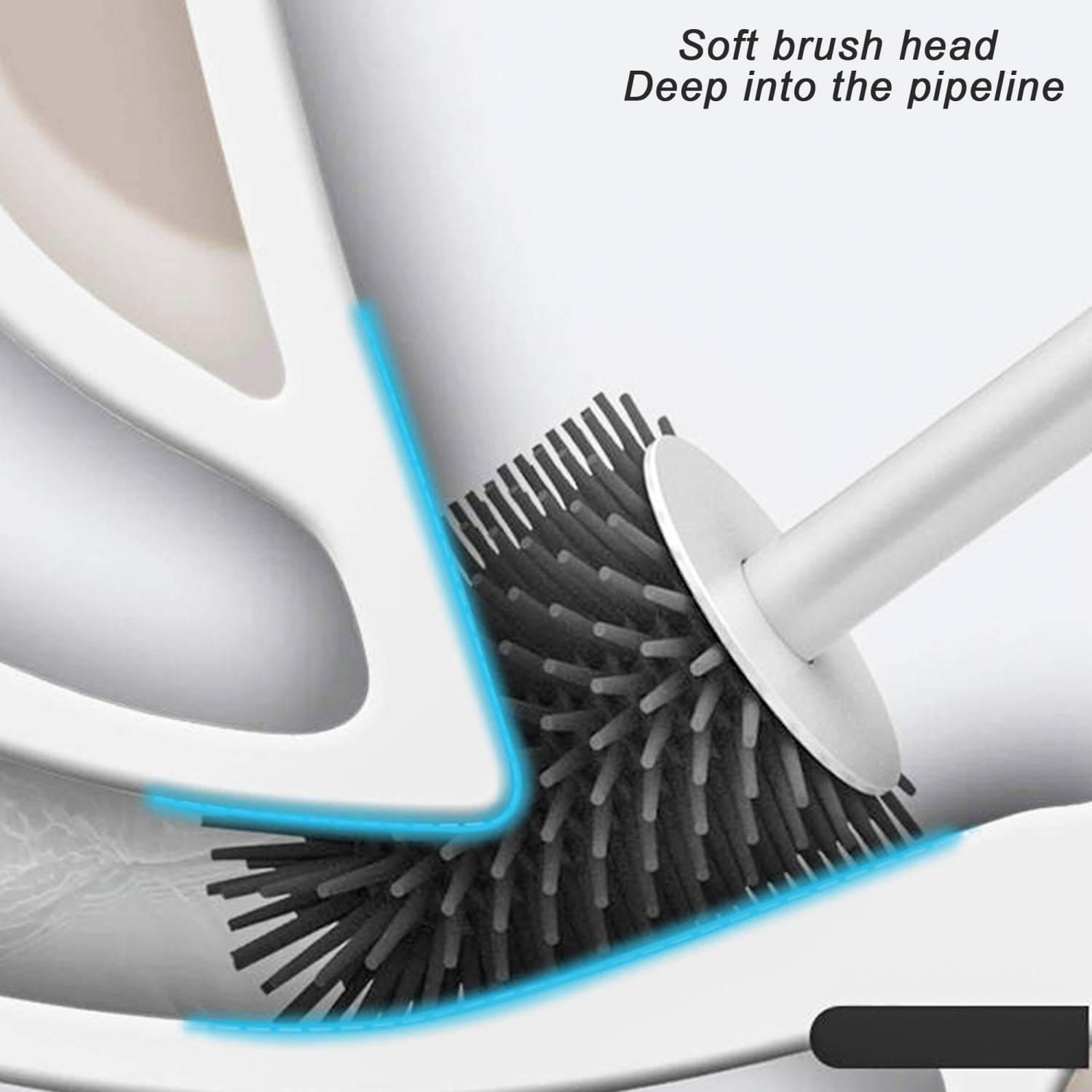 Intirilife flexible Silikon Toilettenbürste mit praktischen Behälter in Weiß-Grau - Zur einfachen Reinigung der Toilette