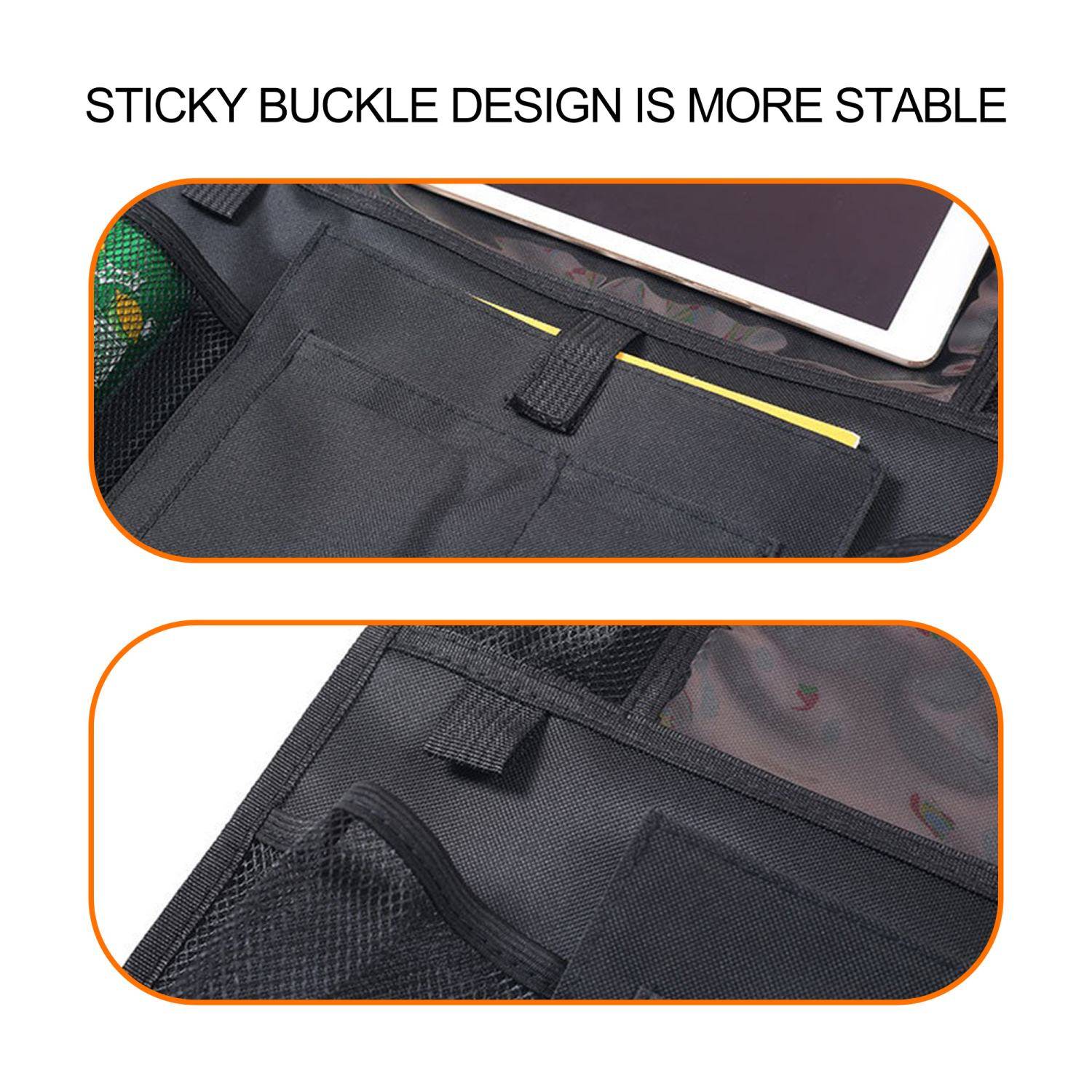 Intirilife Multifunktionale Autorücksitz Tasche Aufbewahrungstasche Rücklehnenschutz aus Polyester in Schwarz - 41 x 61 cm