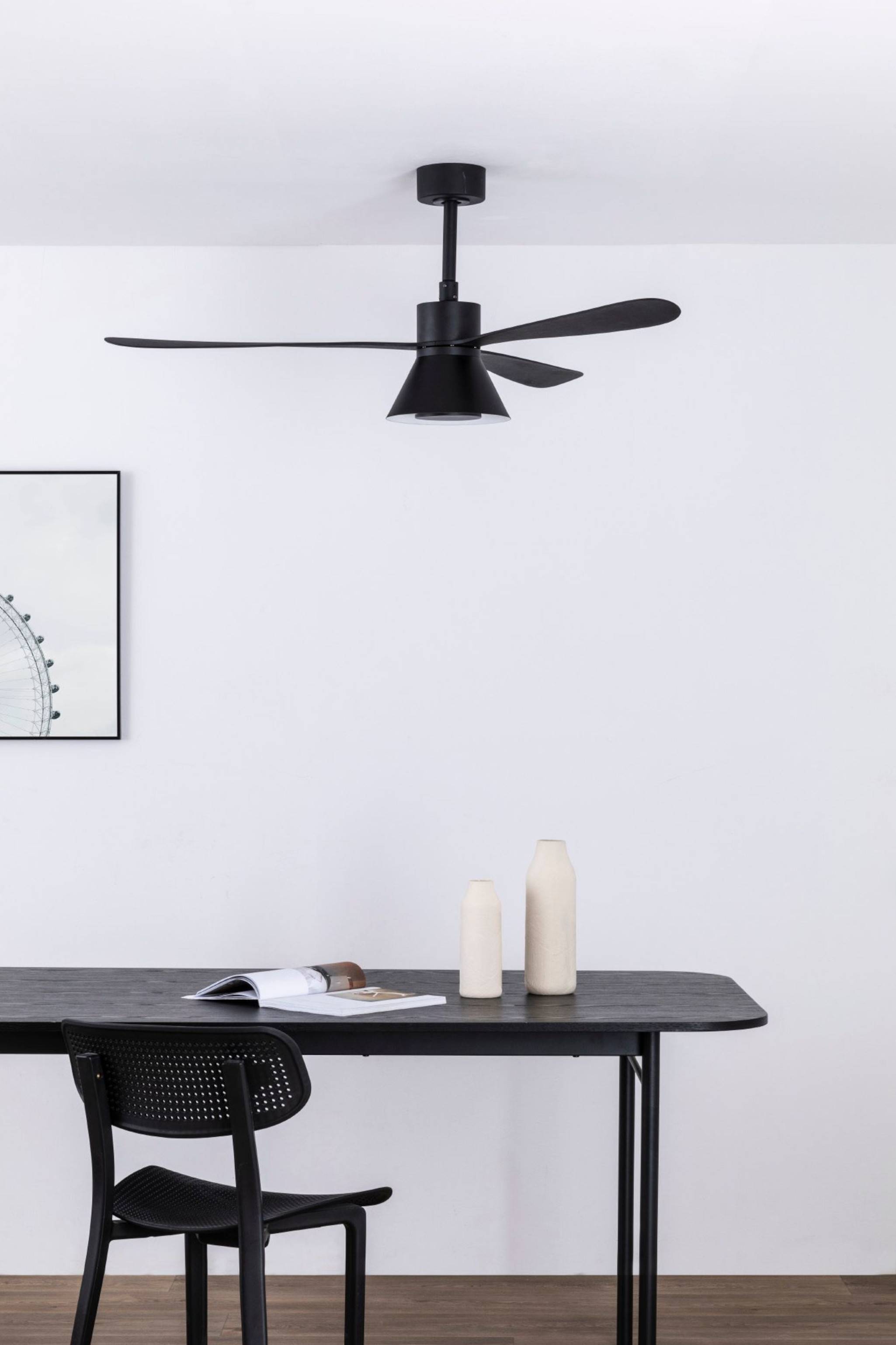 Energiespar Deckenventilator Amelia II Schwarz mit LED