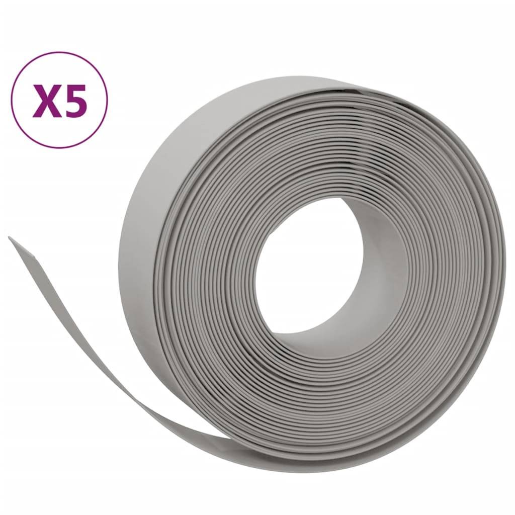vidaXL Rasenkanten 5 Stk. Grau 10 m 15 cm Polyethylen