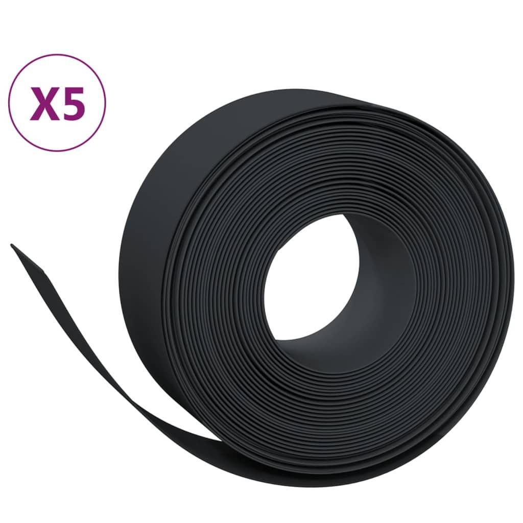 vidaXL Rasenkanten 5 Stk. Schwarz 10 m 20 cm Polyethylen
