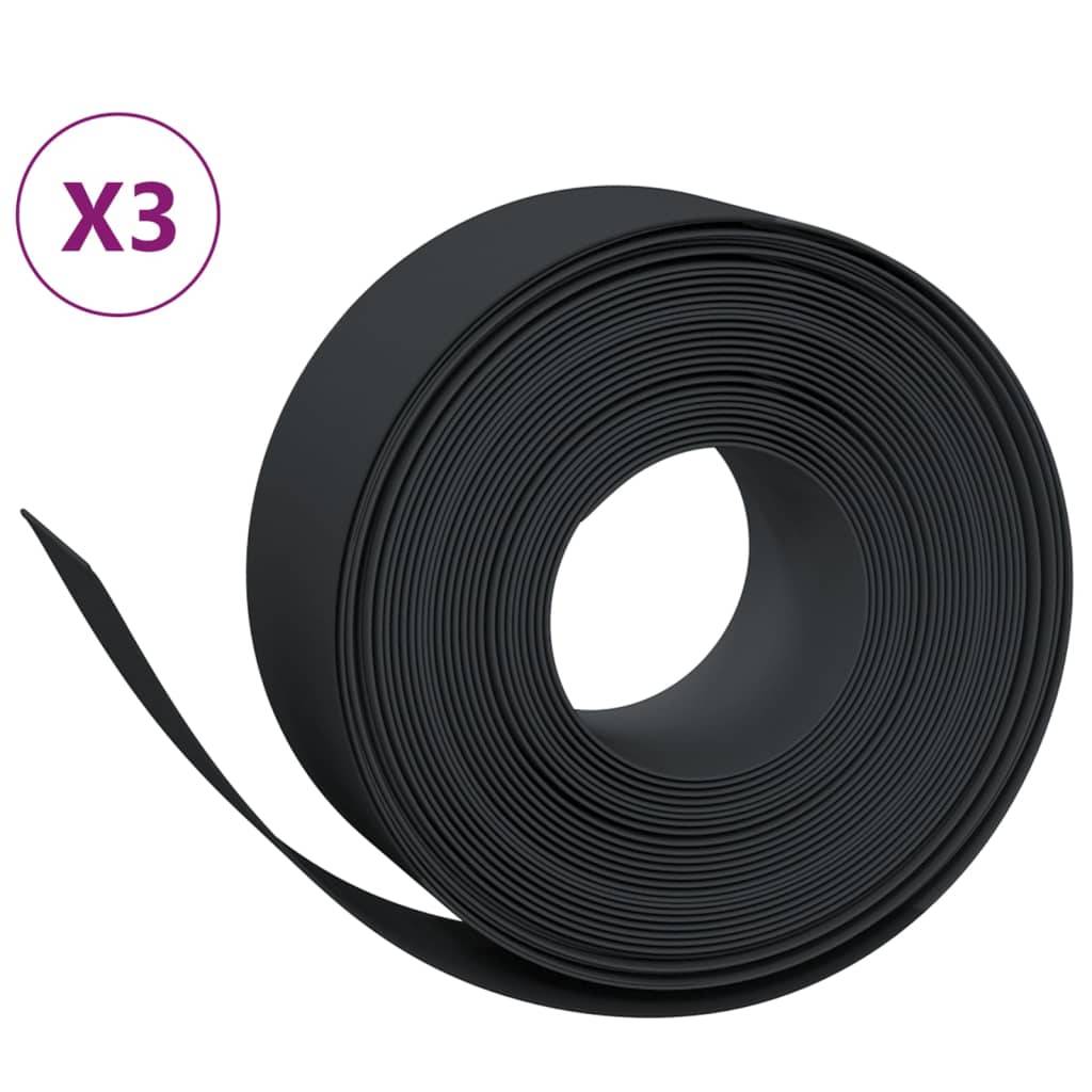 vidaXL Rasenkanten 3 Stk. Schwarz 10 m 20 cm Polyethylen