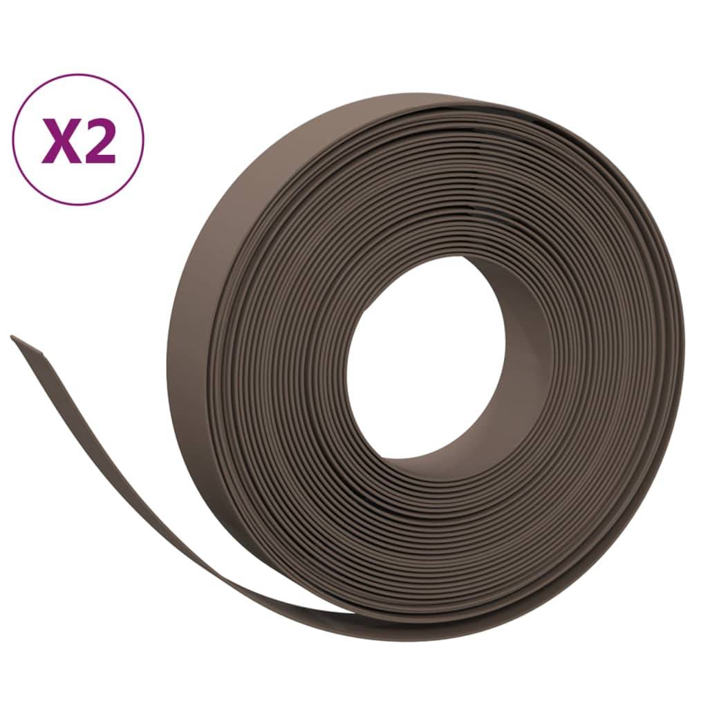 vidaXL Rasenkanten 2 Stk. Braun 10 m 10 cm Polyethylen