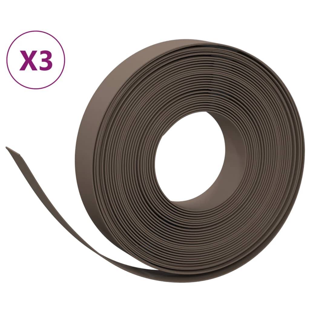 vidaXL Rasenkanten 3 Stk. Braun 10 m 10 cm Polyethylen
