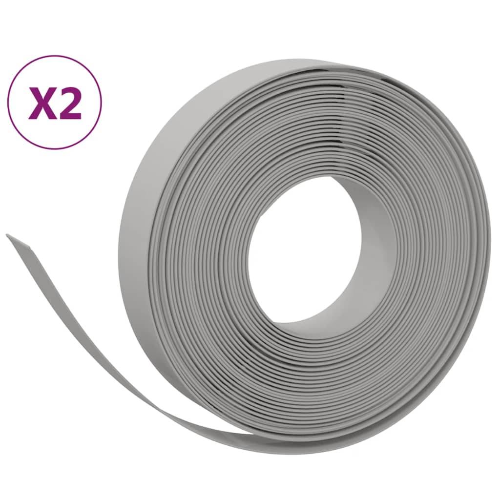 vidaXL Rasenkanten 2 Stk. Grau 10 m 10 cm Polyethylen