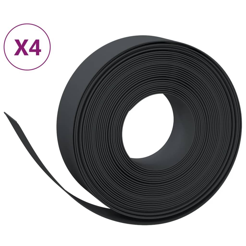 vidaXL Rasenkanten 4 Stk. Schwarz 10 m 15 cm Polyethylen