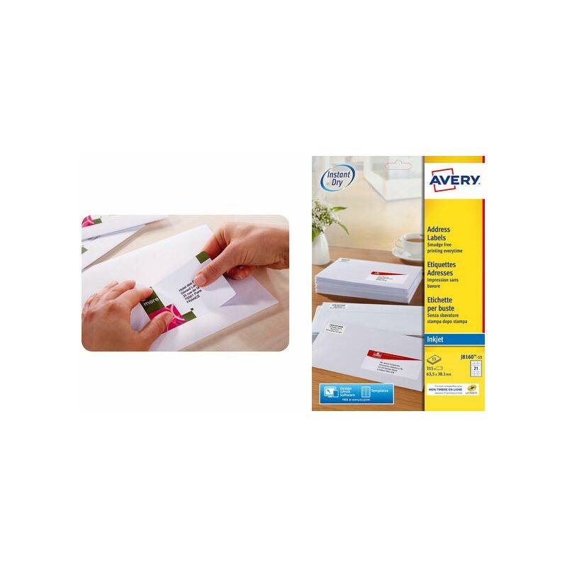 AVERY Etiquette d'adresse jet d'encre, 63,5 x 33,9 mm, blanc