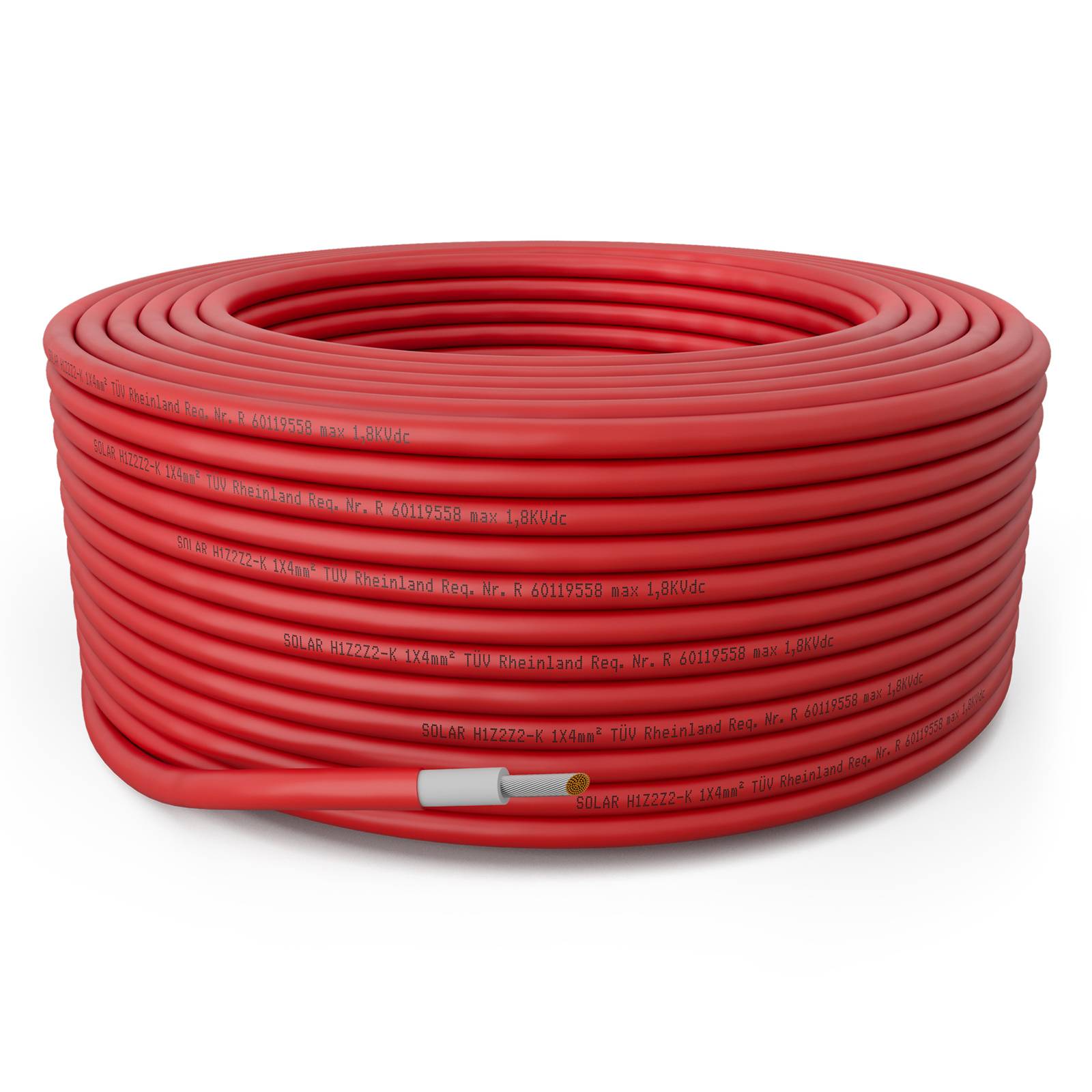 100m Solarkabel 4mm2 kabeltec PV Kabel für Solaranlagen Solarkabel H1Z2Z2-K rot